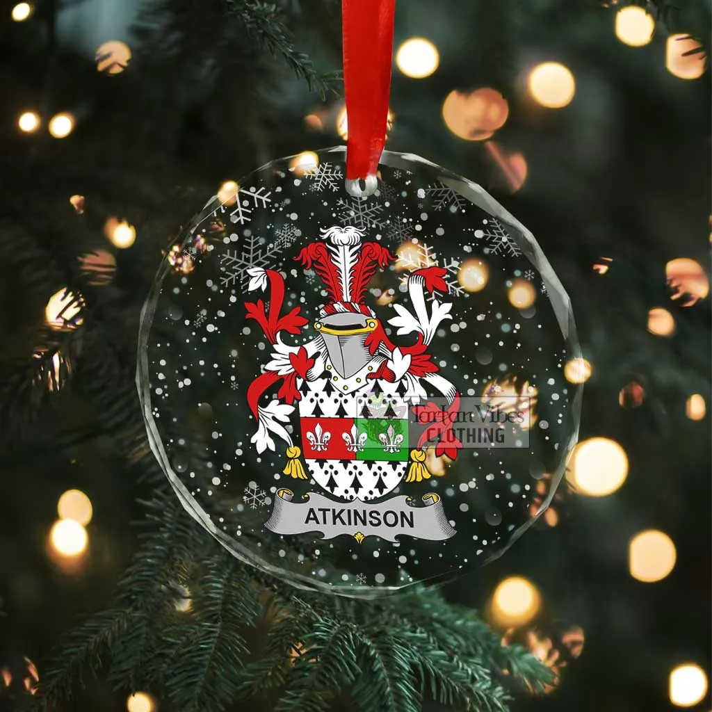 Atkinson Irish Clan Christmas Glass Ornament with Coat of Arms