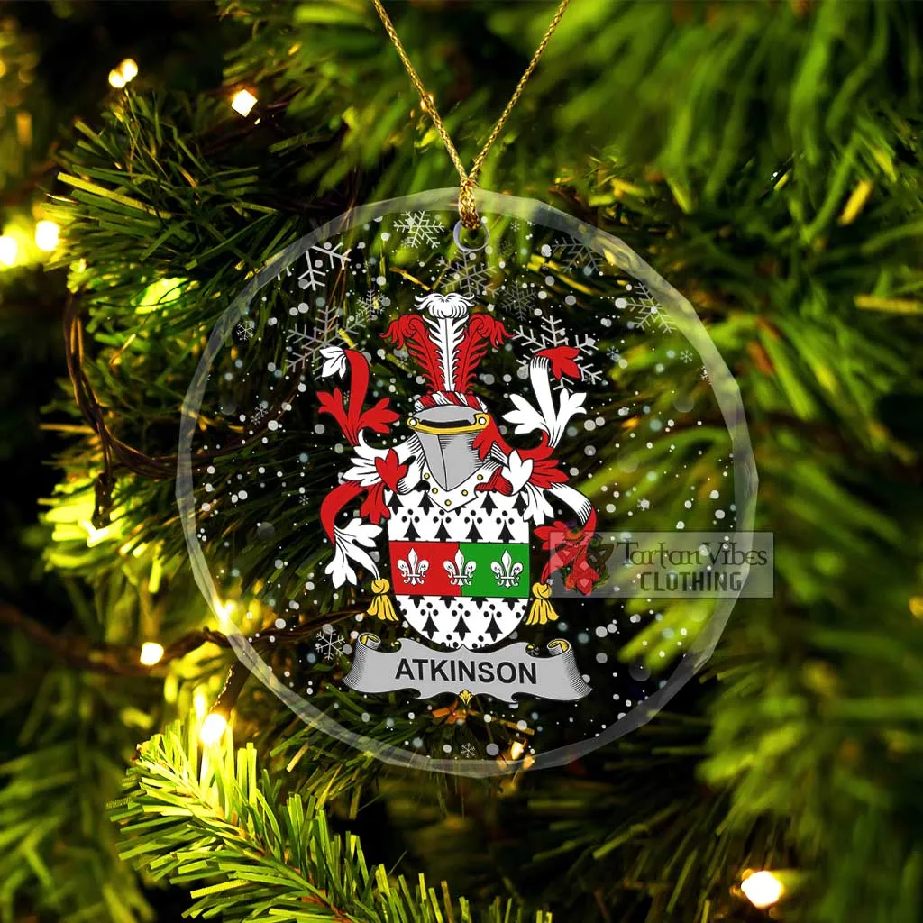 Atkinson Irish Clan Christmas Glass Ornament with Coat of Arms