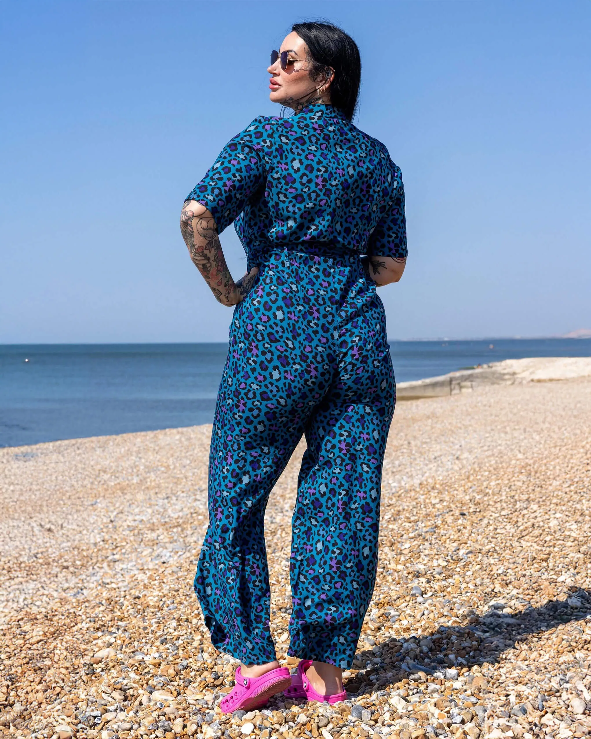 Atlantic Blue Leopard Print Jumpsuit