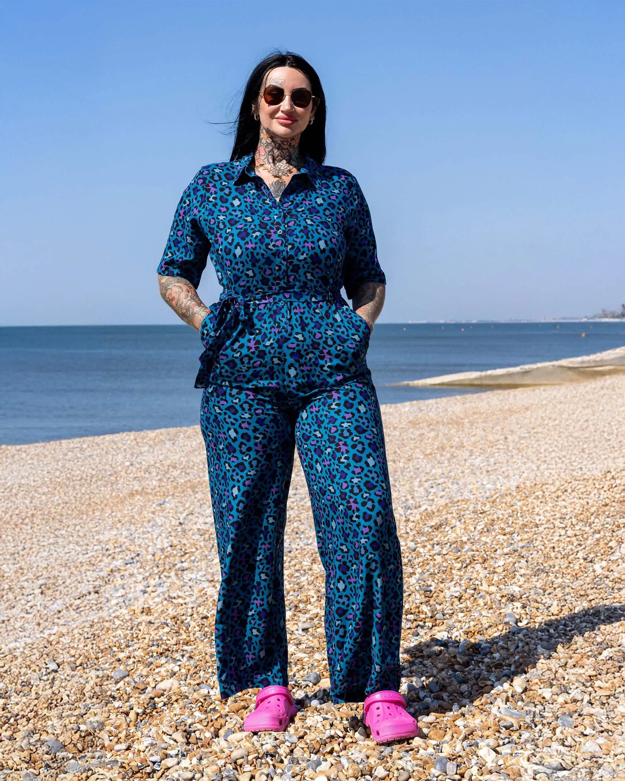 Atlantic Blue Leopard Print Jumpsuit