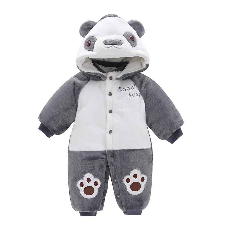 Autumn And Winter Thickening Outwear 0-1 Year Old Male And Female Baby Clothes Baby Bear Shape Jumpsuit