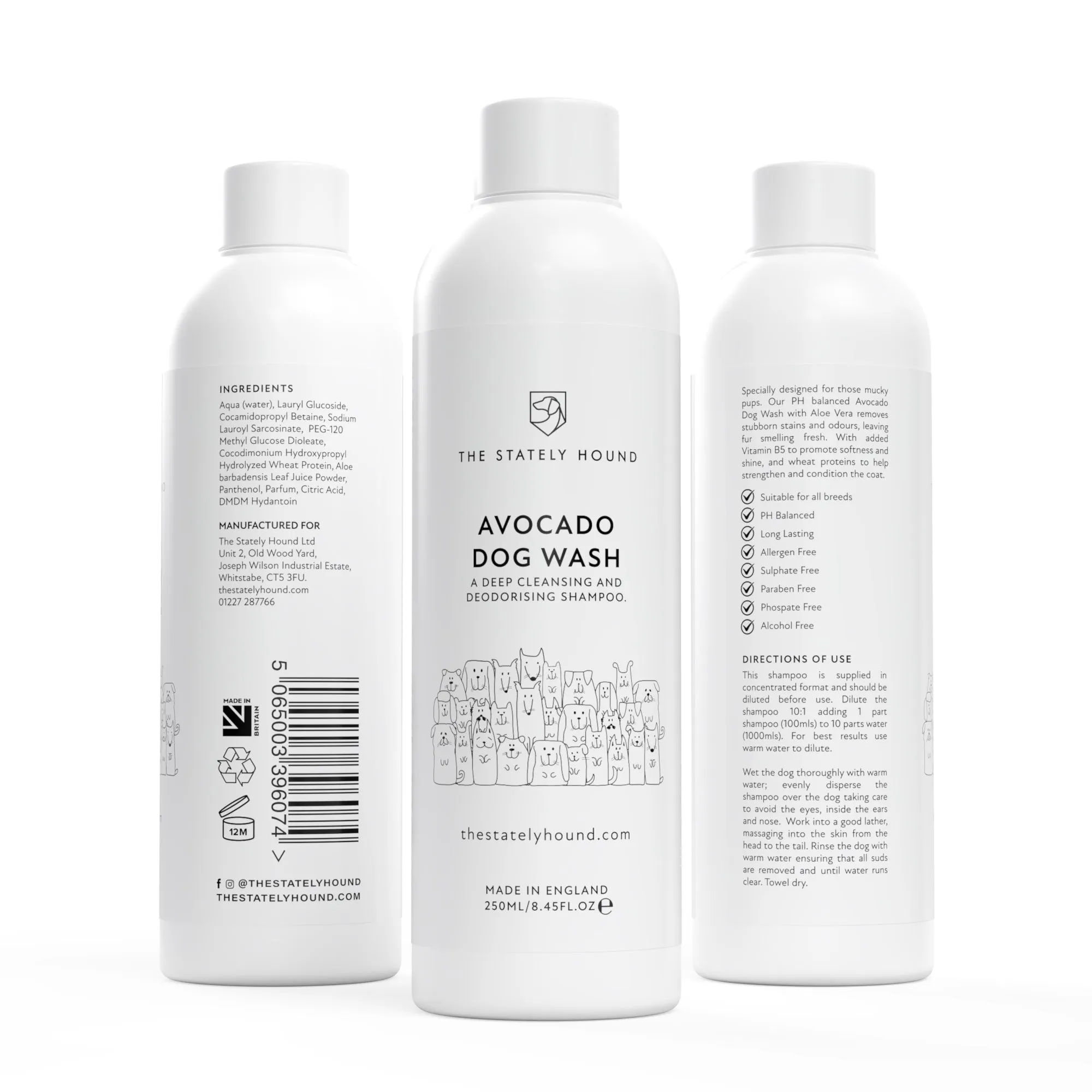 Avocado & Aloe Vera Dog Shampoo | Deep Cleansing & Deodorising for Mucky Pups