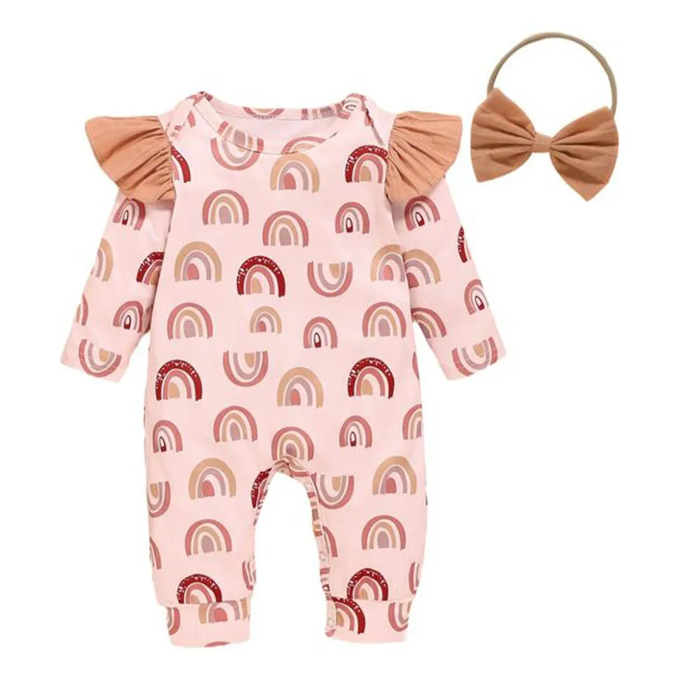 Baby Jumpsuit All over Rainbow   Bow