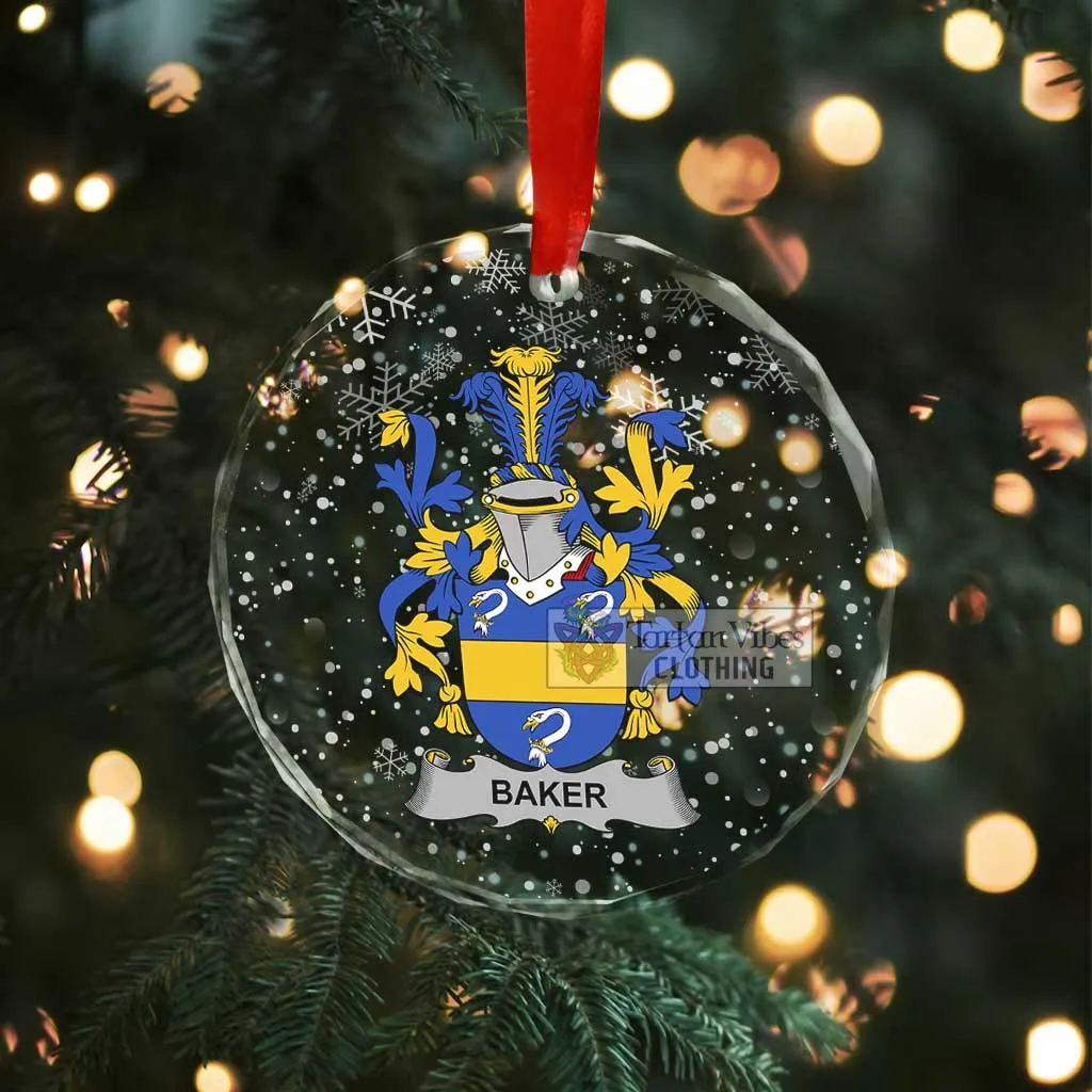 Baker Irish Clan Christmas Glass Ornament with Coat of Arms