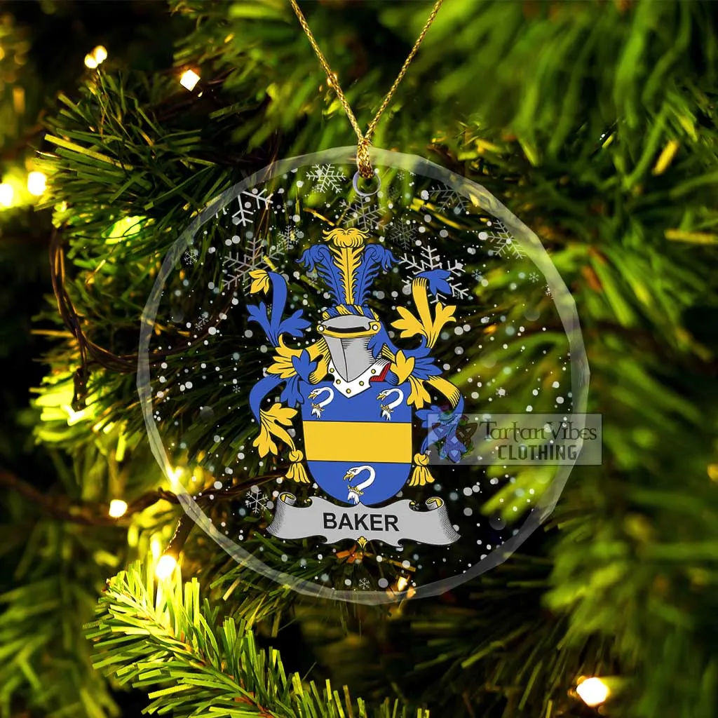 Baker Irish Clan Christmas Glass Ornament with Coat of Arms