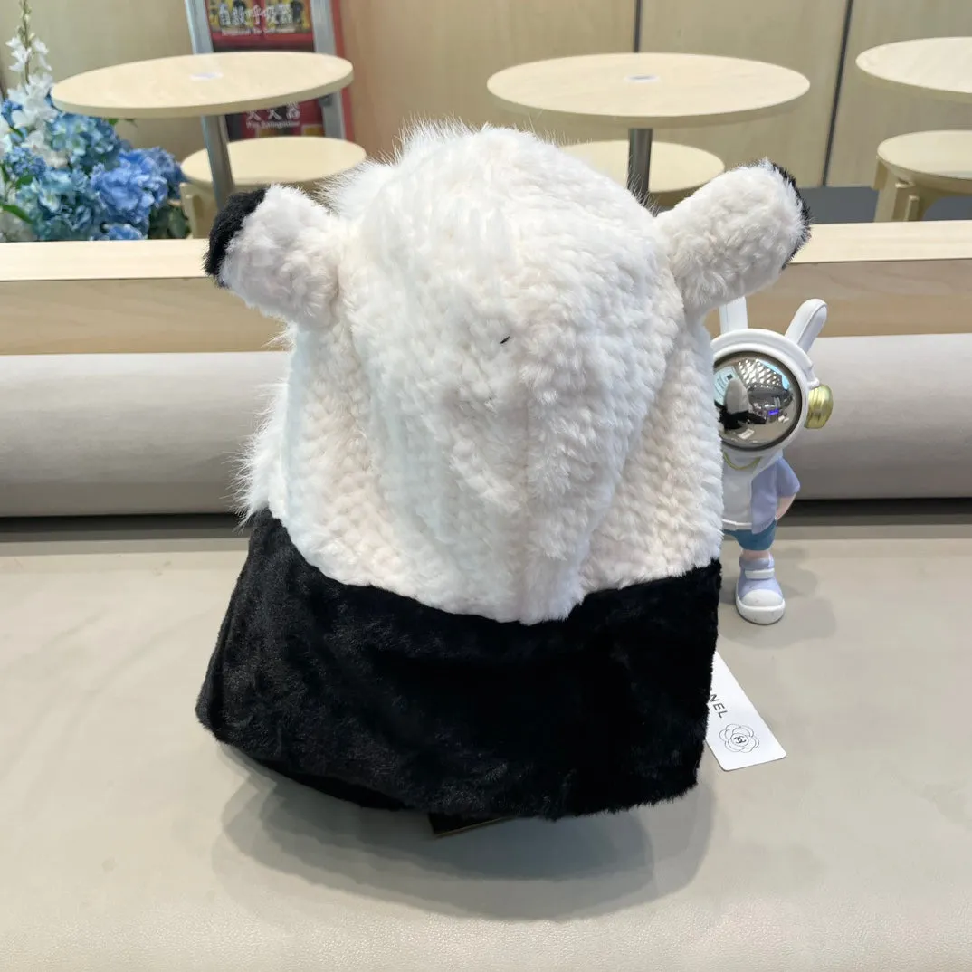 BALACLAVA HAT IN BLACK MIX WHITE FLEECE 422216