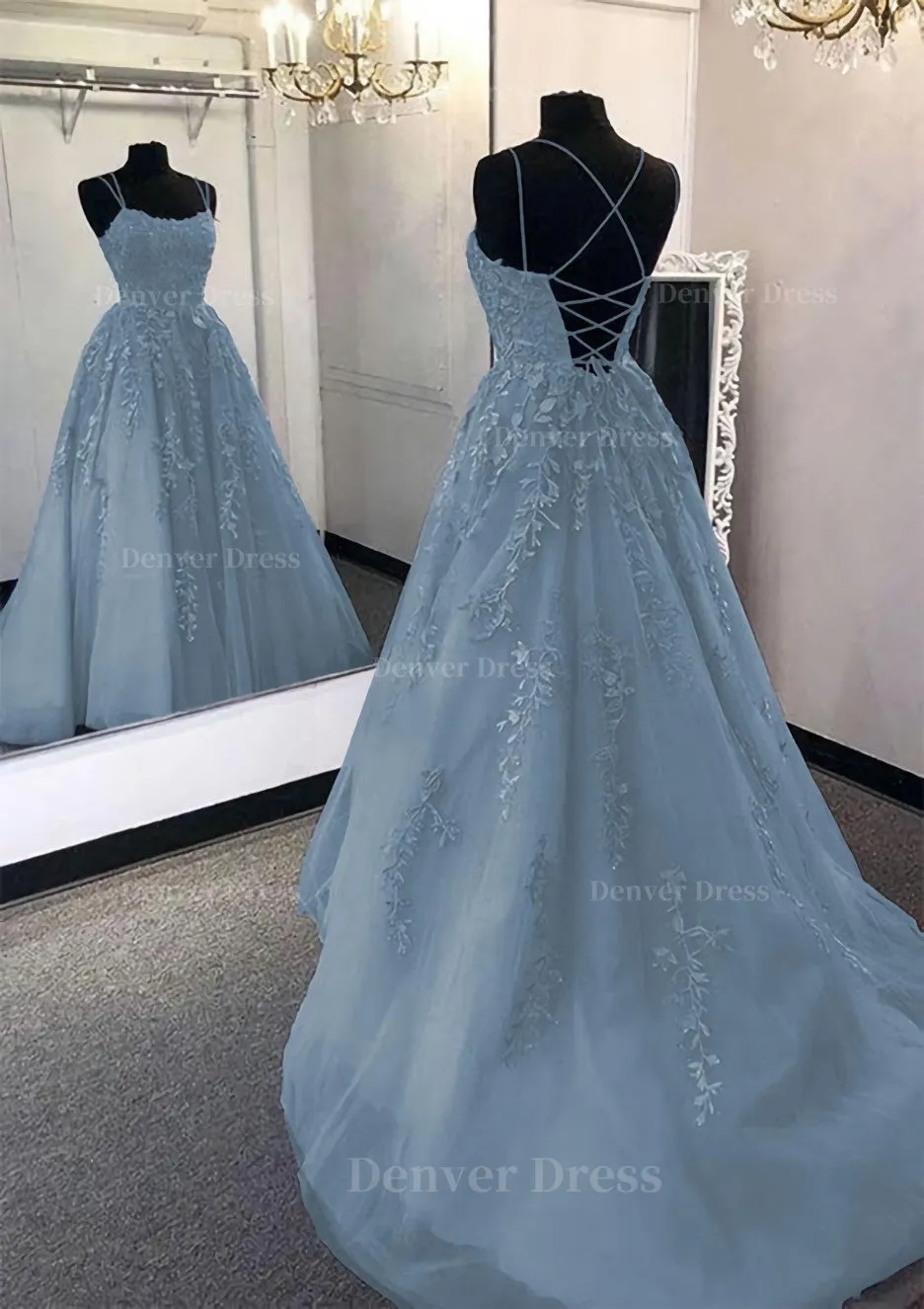 Ball Gown Scoop Neck Long/Floor-Length Tulle Prom Dress