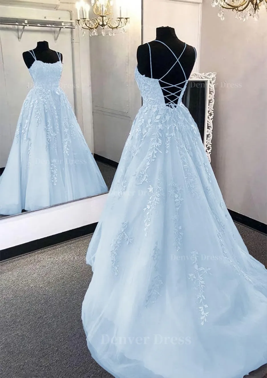 Ball Gown Scoop Neck Long/Floor-Length Tulle Prom Dress