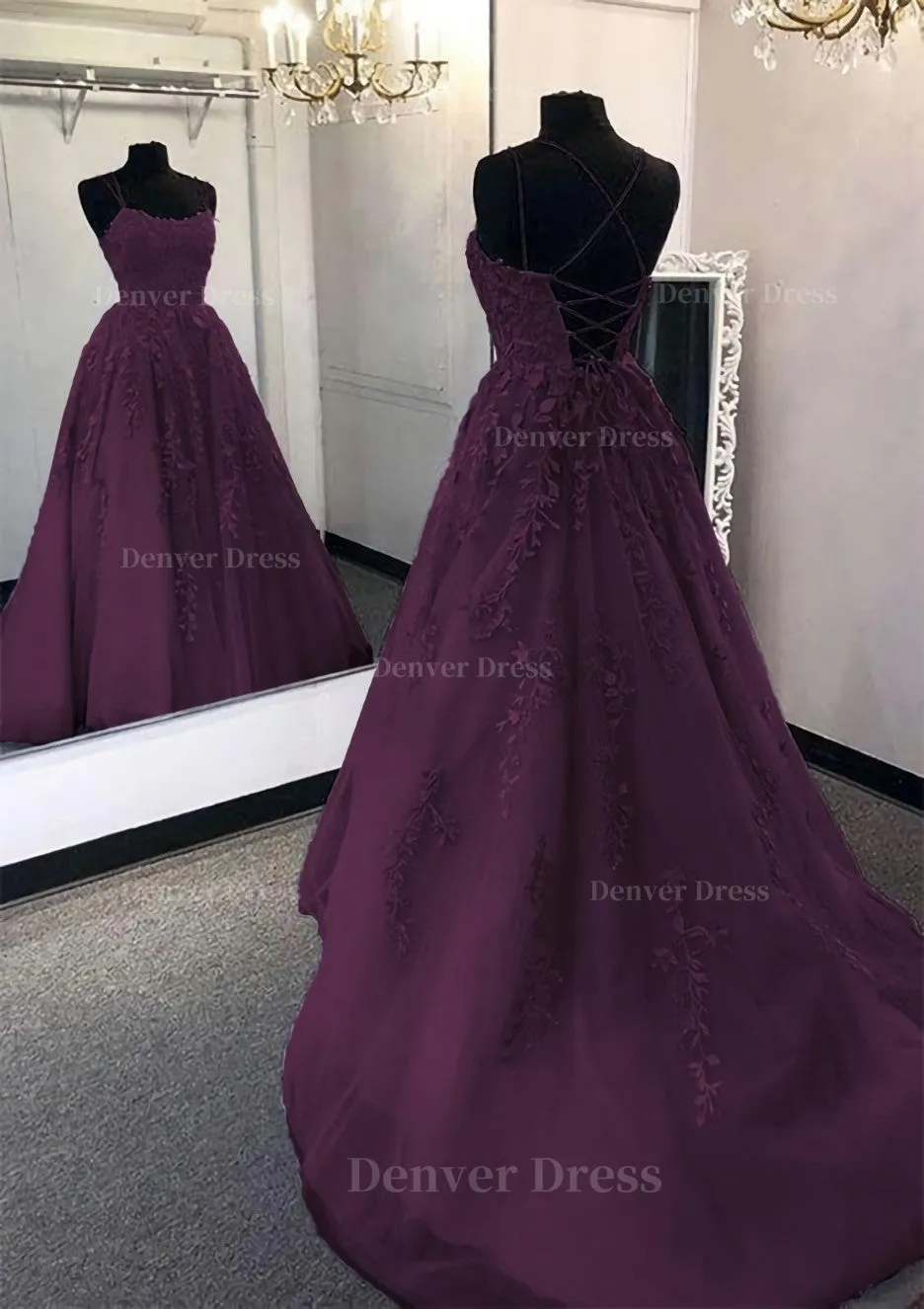 Ball Gown Scoop Neck Long/Floor-Length Tulle Prom Dress