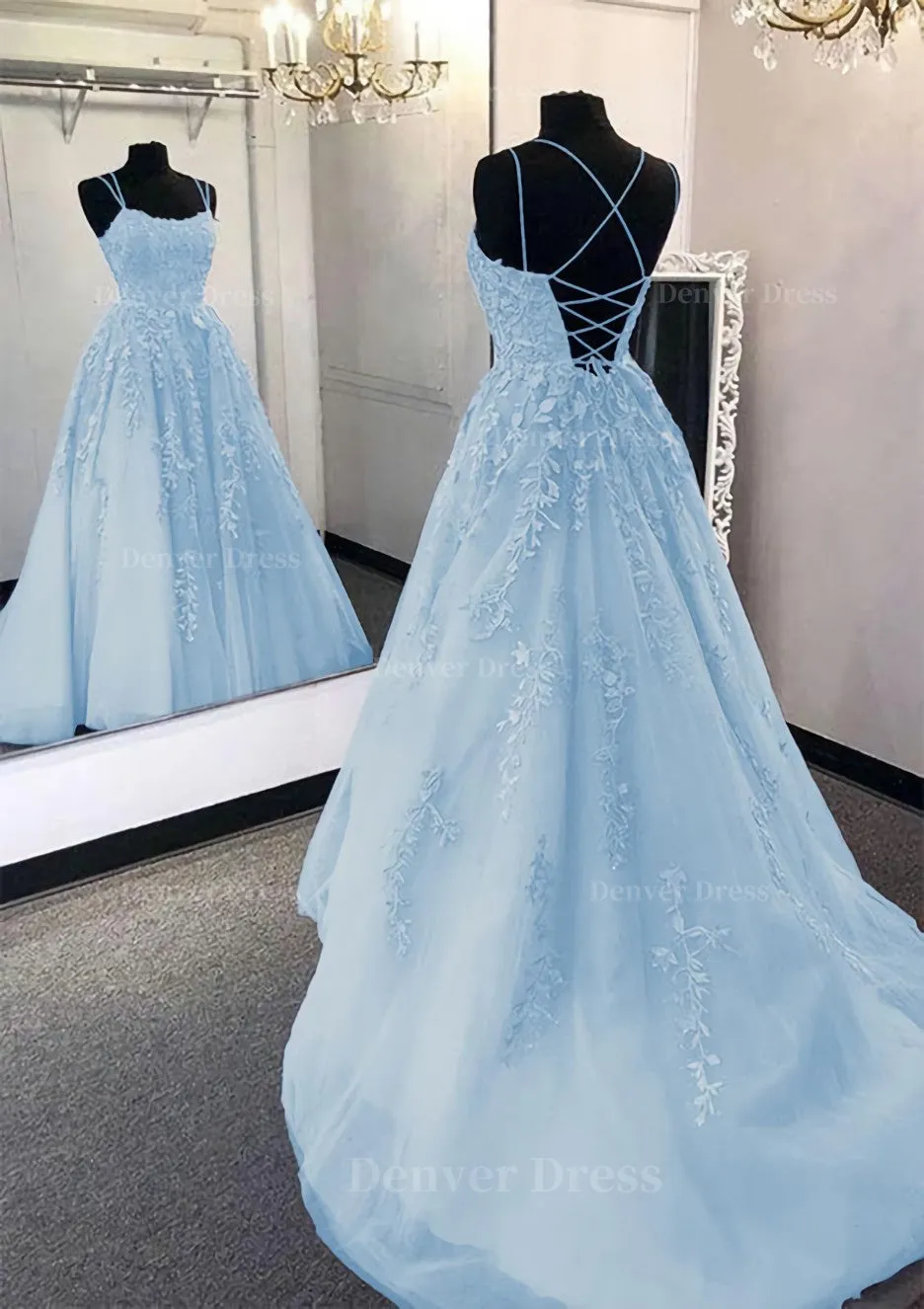 Ball Gown Scoop Neck Long/Floor-Length Tulle Prom Dress