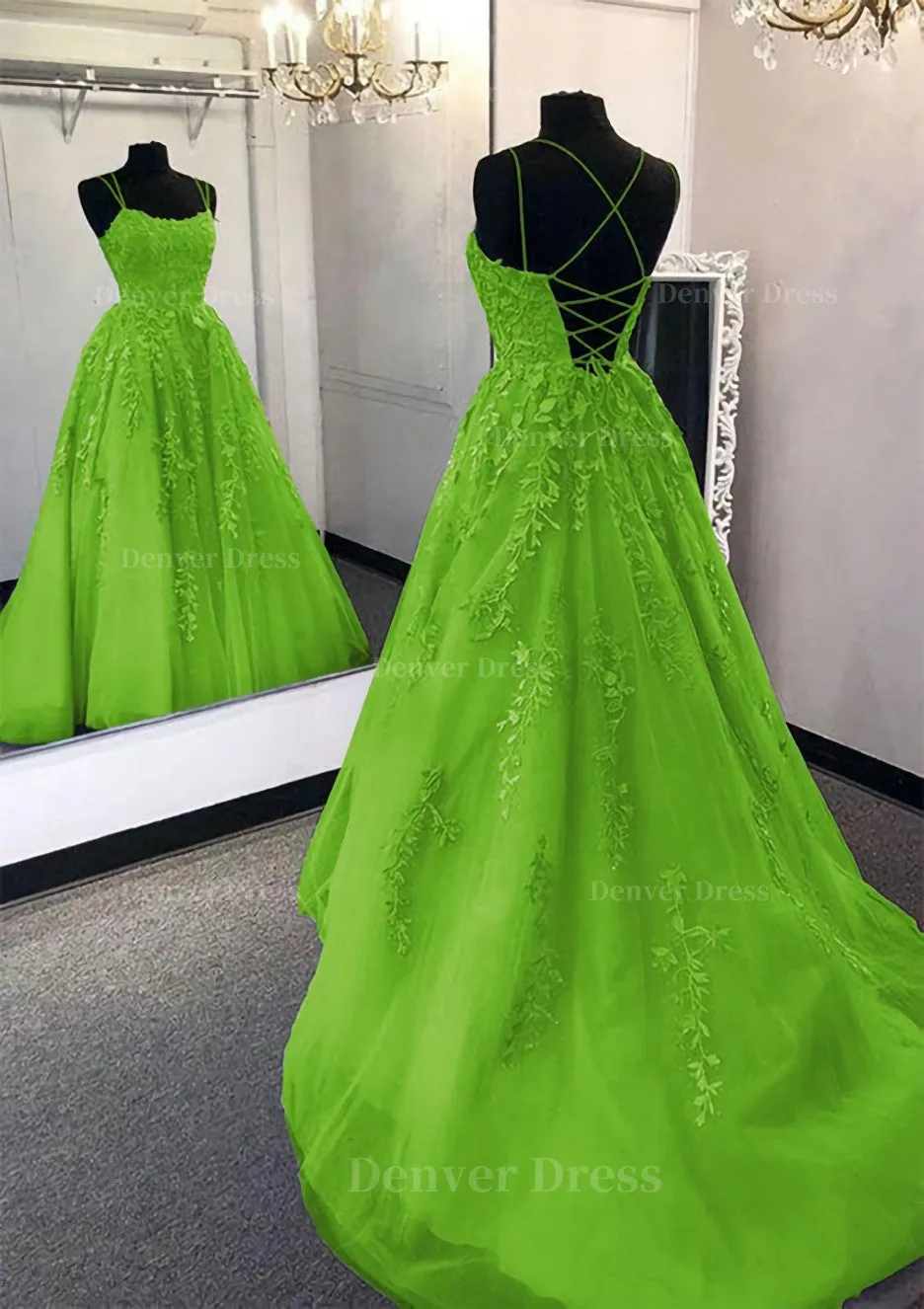 Ball Gown Scoop Neck Long/Floor-Length Tulle Prom Dress