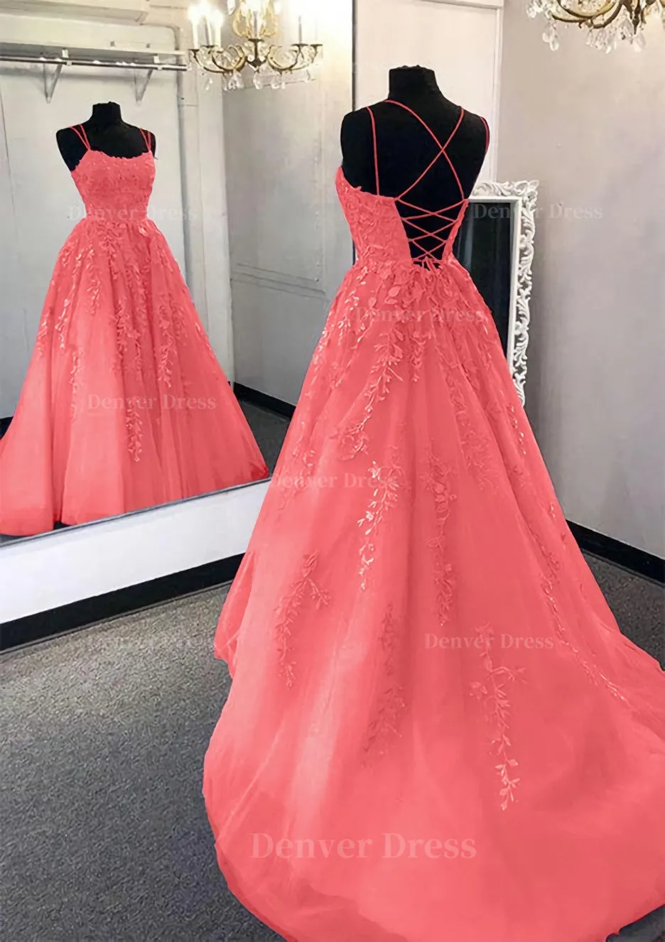 Ball Gown Scoop Neck Long/Floor-Length Tulle Prom Dress