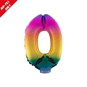 Balloon on Stick - 16" Rainbow Number 0