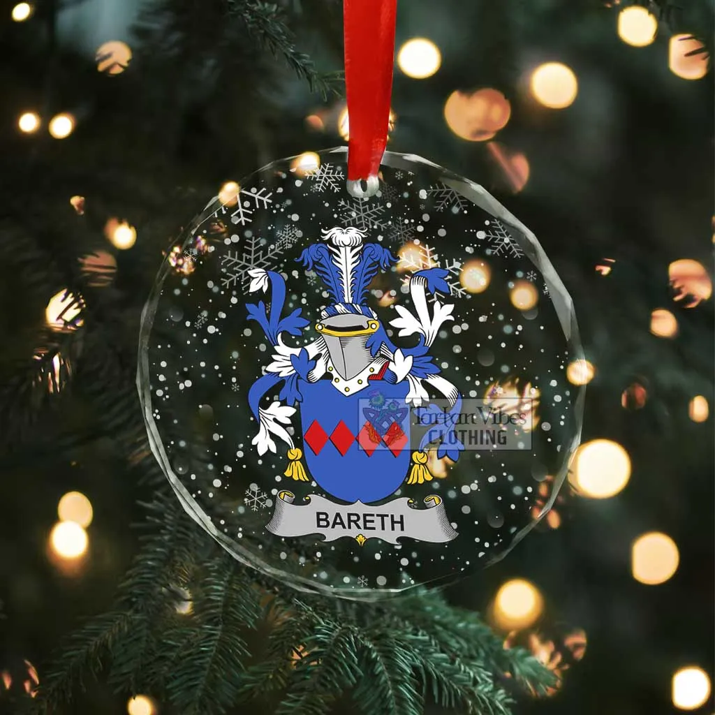 Bareth Irish Clan Christmas Glass Ornament with Coat of Arms