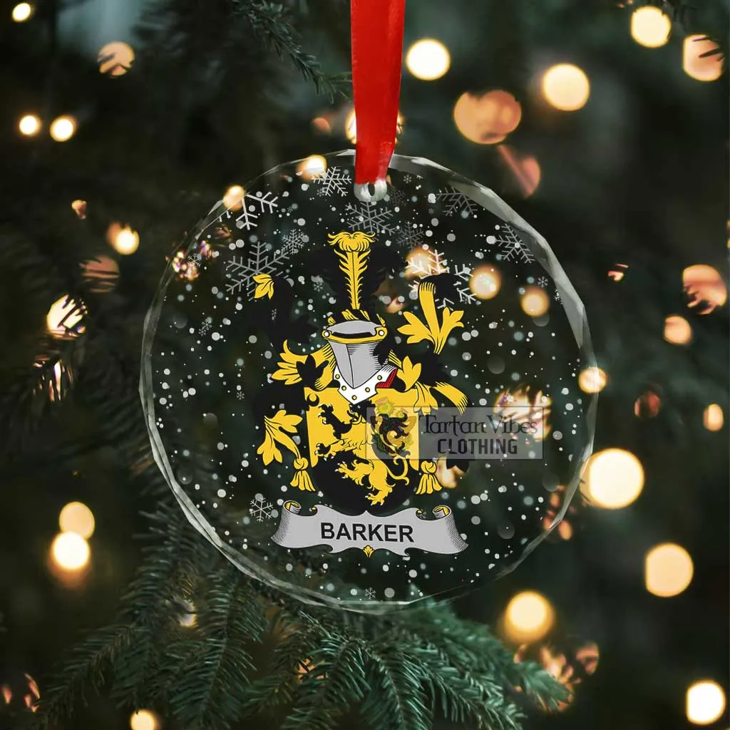 Barker Irish Clan Christmas Glass Ornament with Coat of Arms