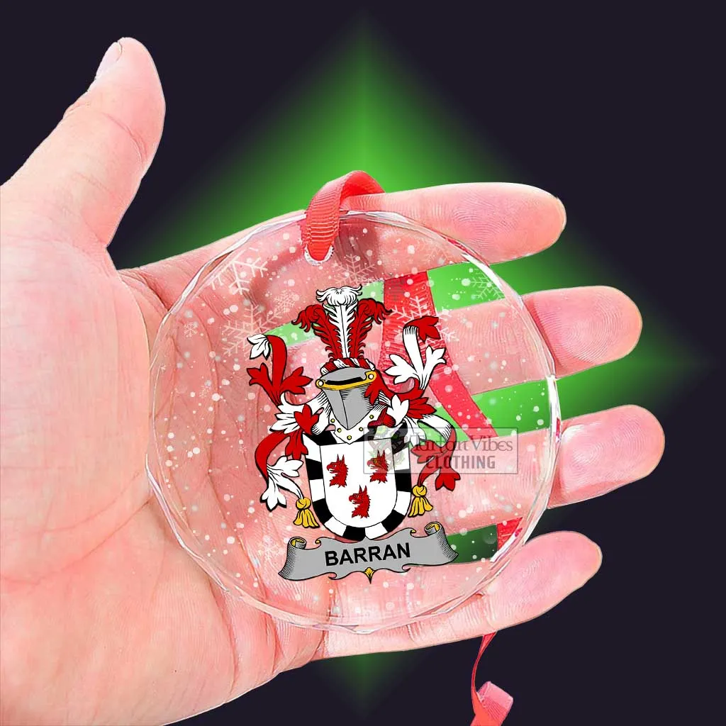 Barran Irish Clan Christmas Glass Ornament with Coat of Arms