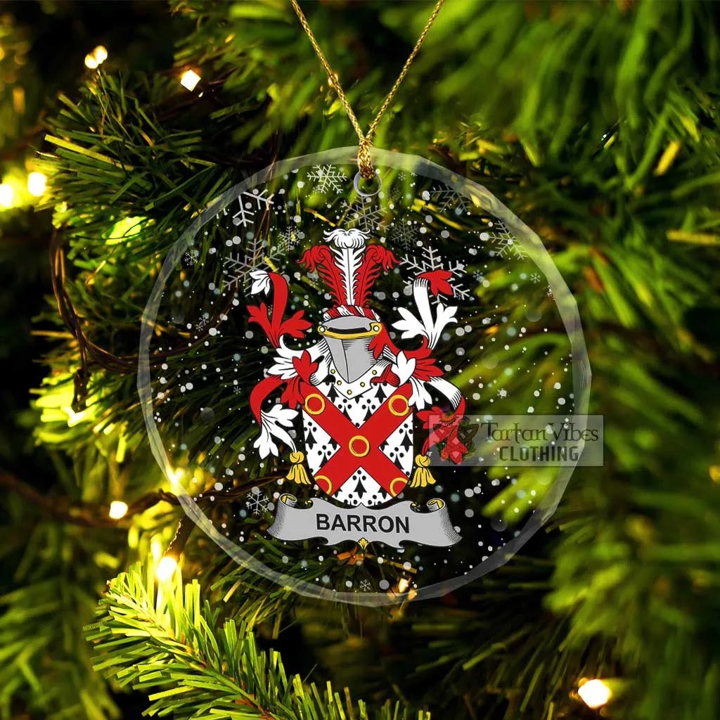 Barron Irish Clan Christmas Glass Ornament with Coat of Arms