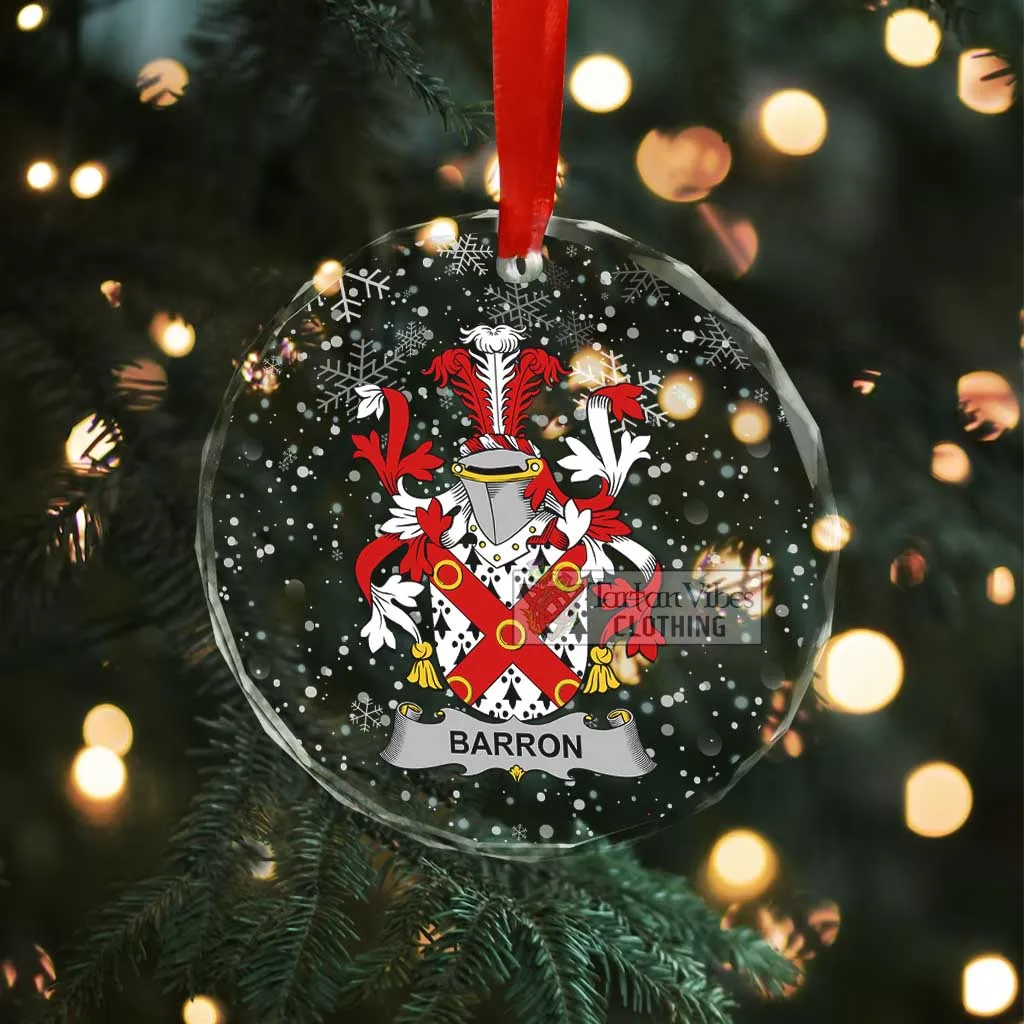 Barron Irish Clan Christmas Glass Ornament with Coat of Arms