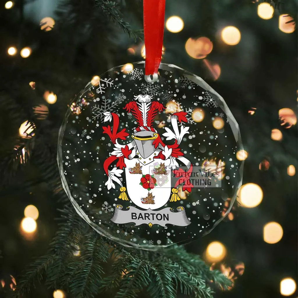 Barton Irish Clan Christmas Glass Ornament with Coat of Arms