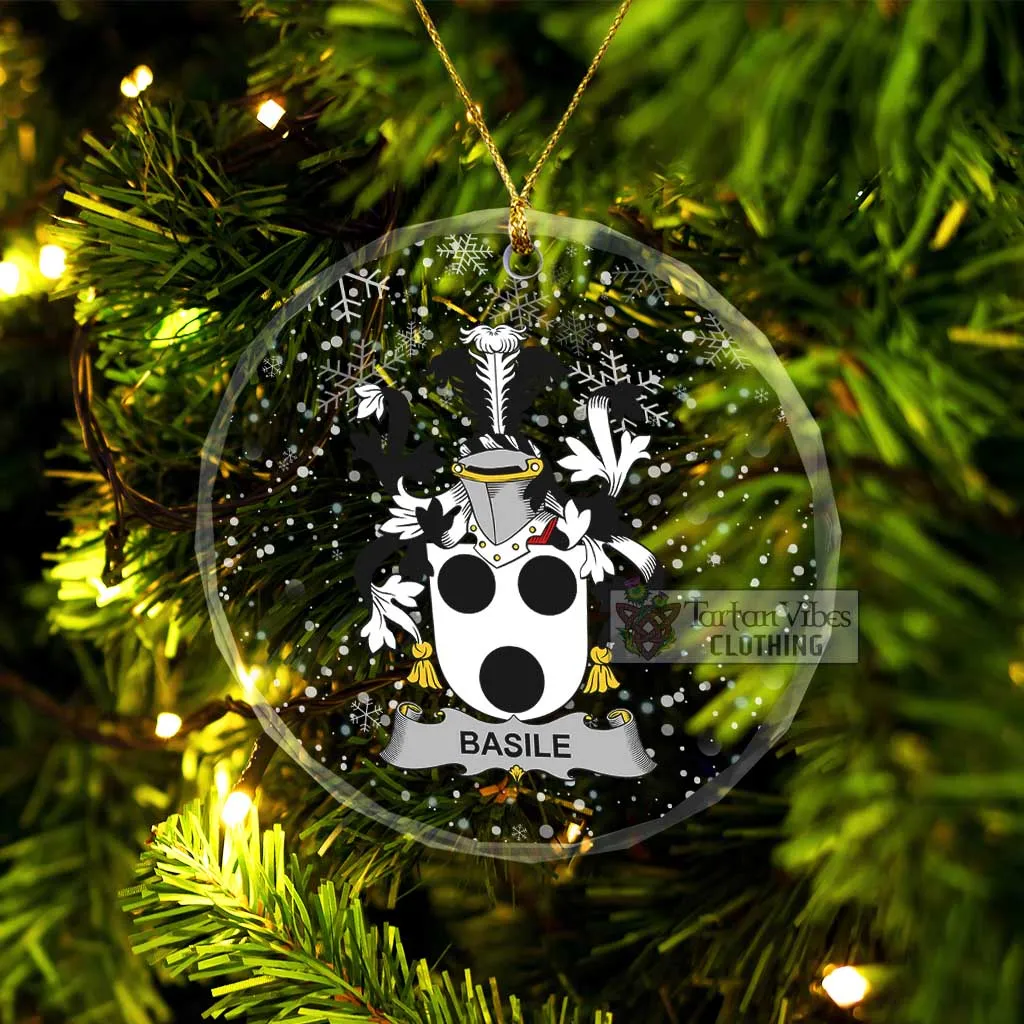 Basile Irish Clan Christmas Glass Ornament with Coat of Arms