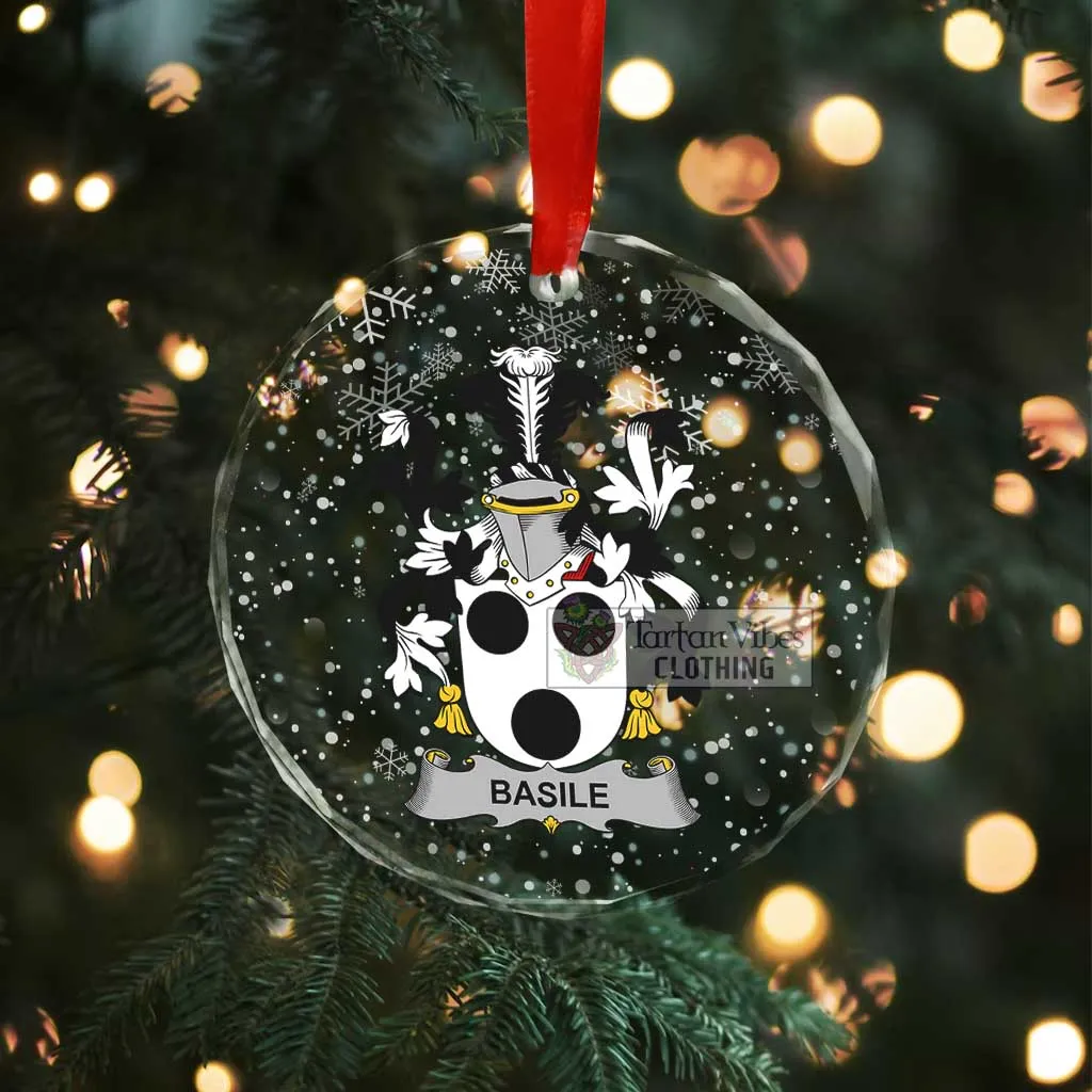 Basile Irish Clan Christmas Glass Ornament with Coat of Arms