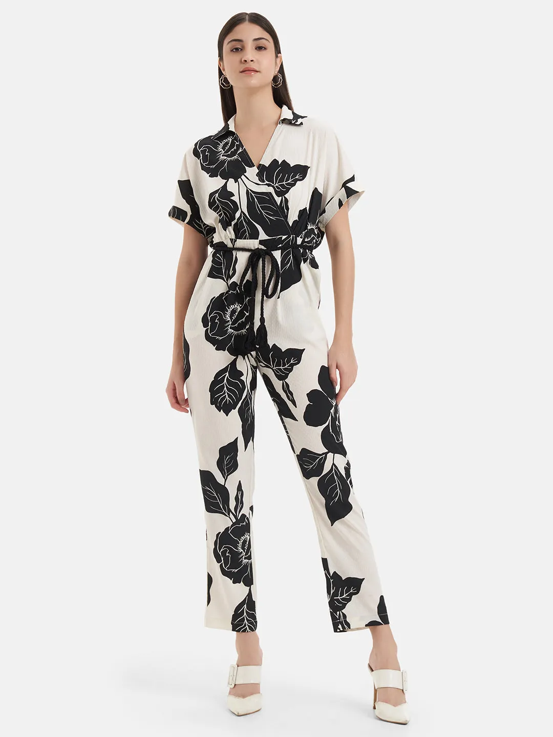 Batwing Sleeve Printed Jumpsuit