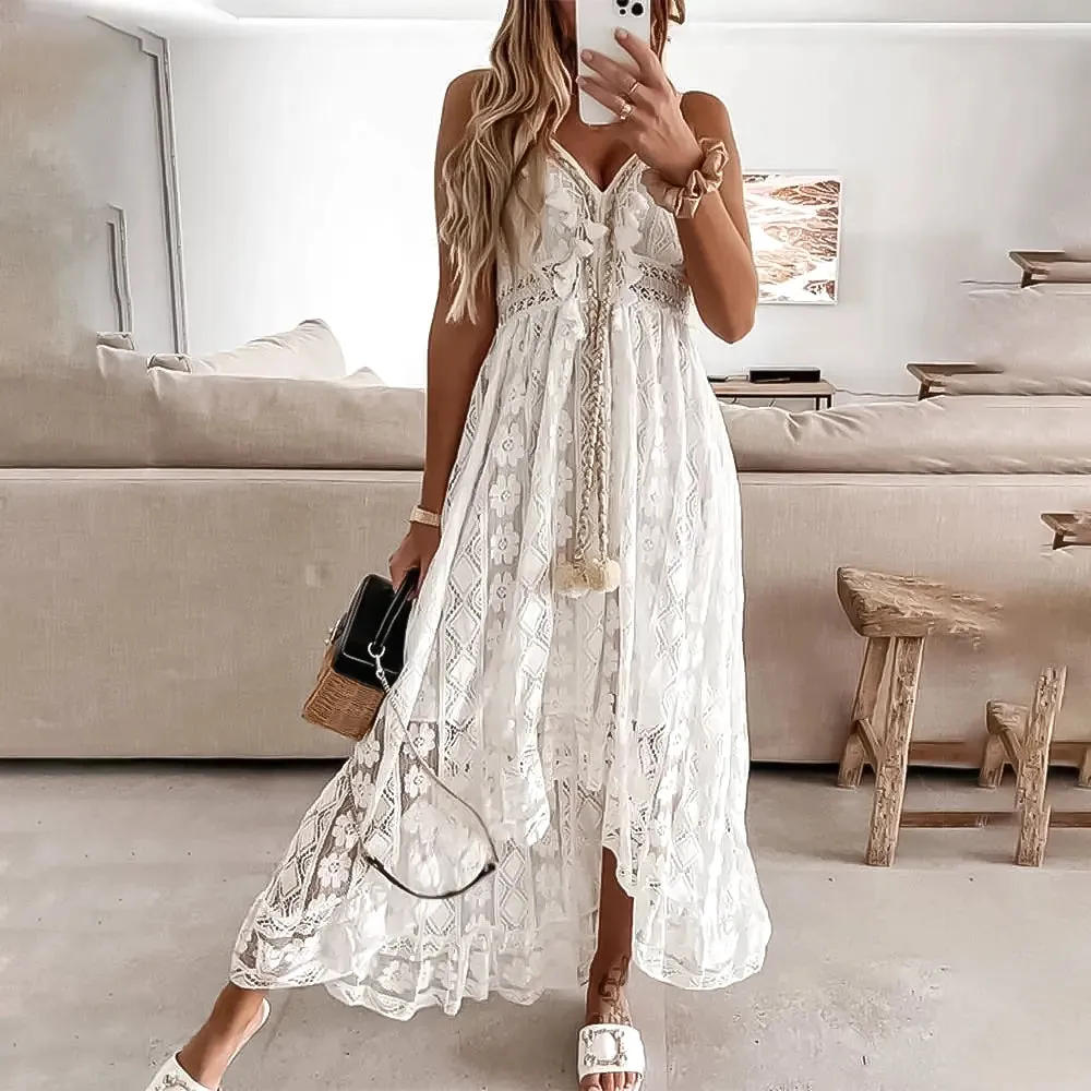 Beach White Bohemian Long Dresses