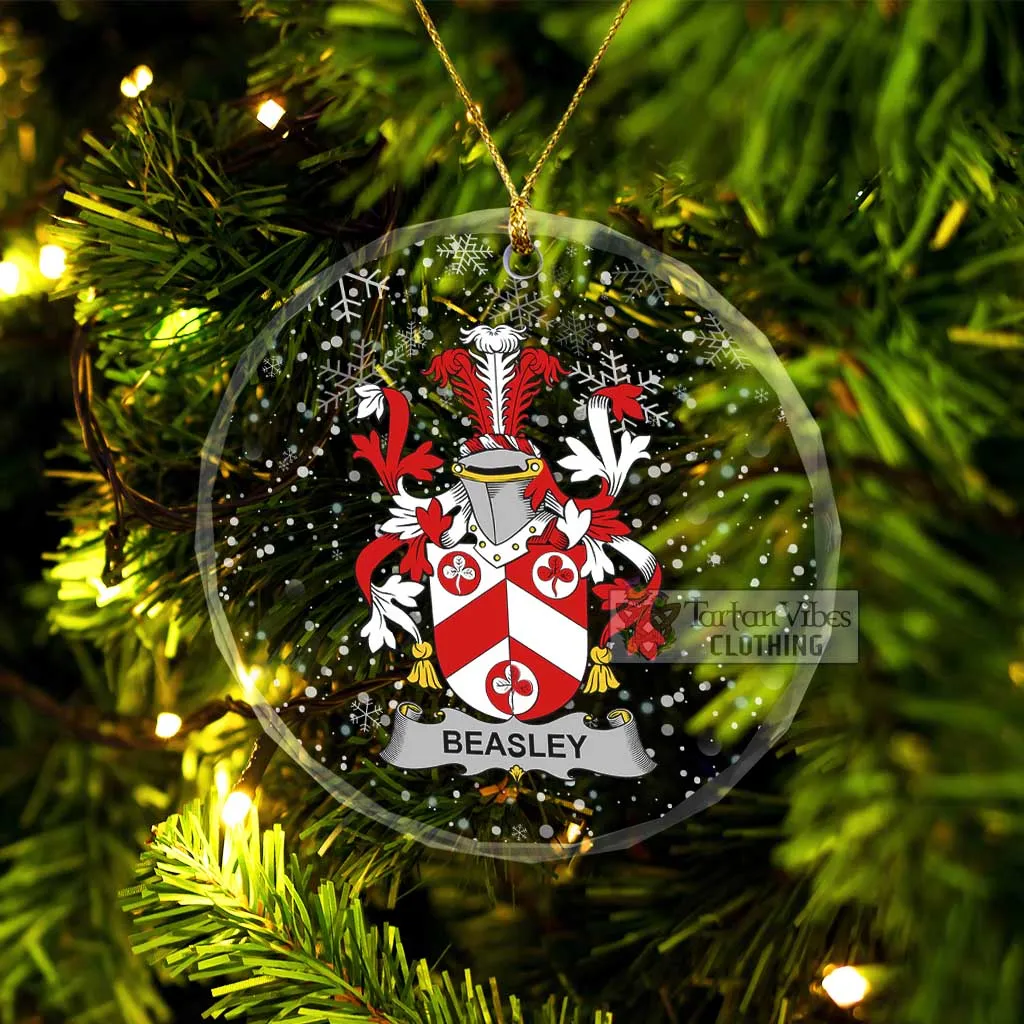 Beasley Irish Clan Christmas Glass Ornament with Coat of Arms