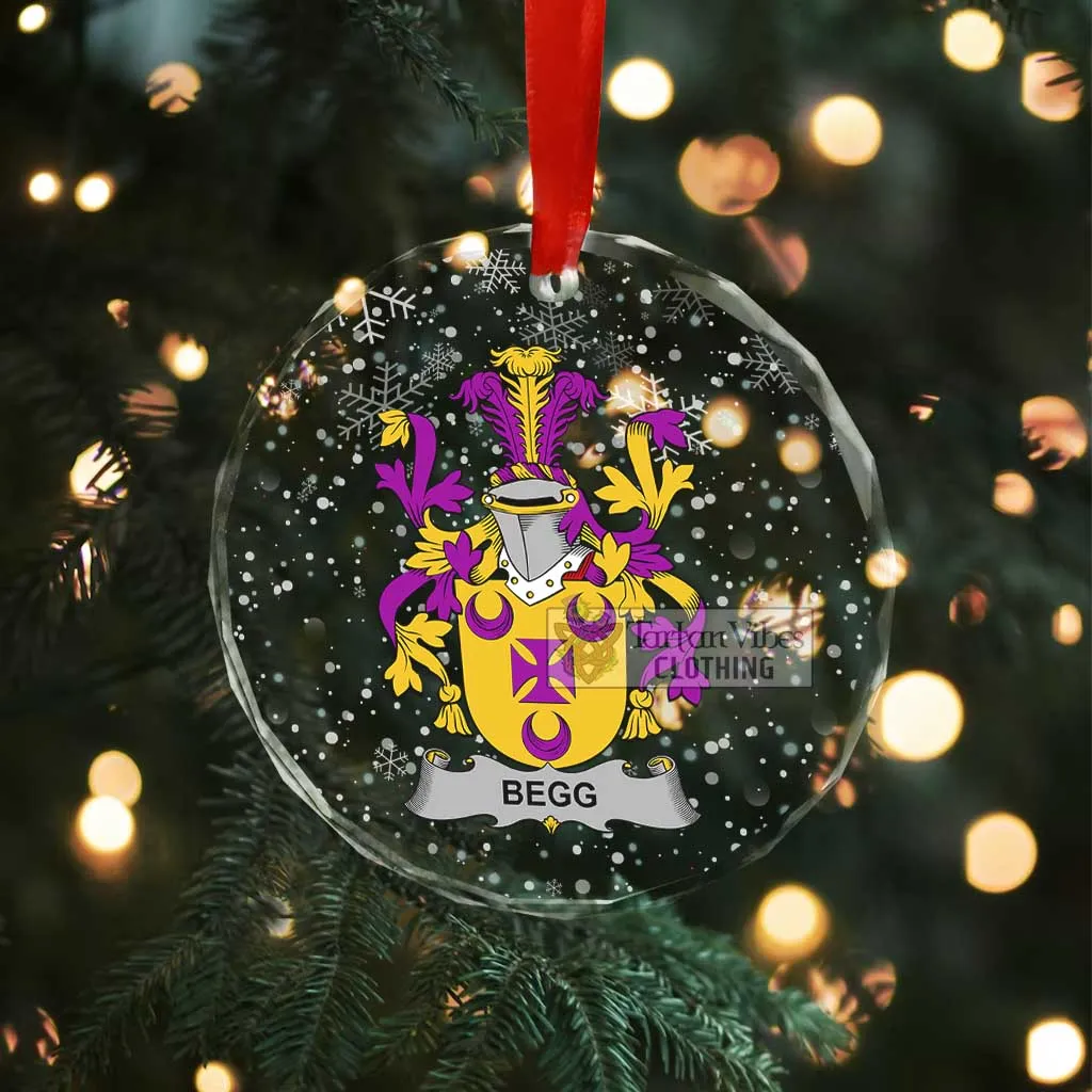 Begg Irish Clan Christmas Glass Ornament with Coat of Arms