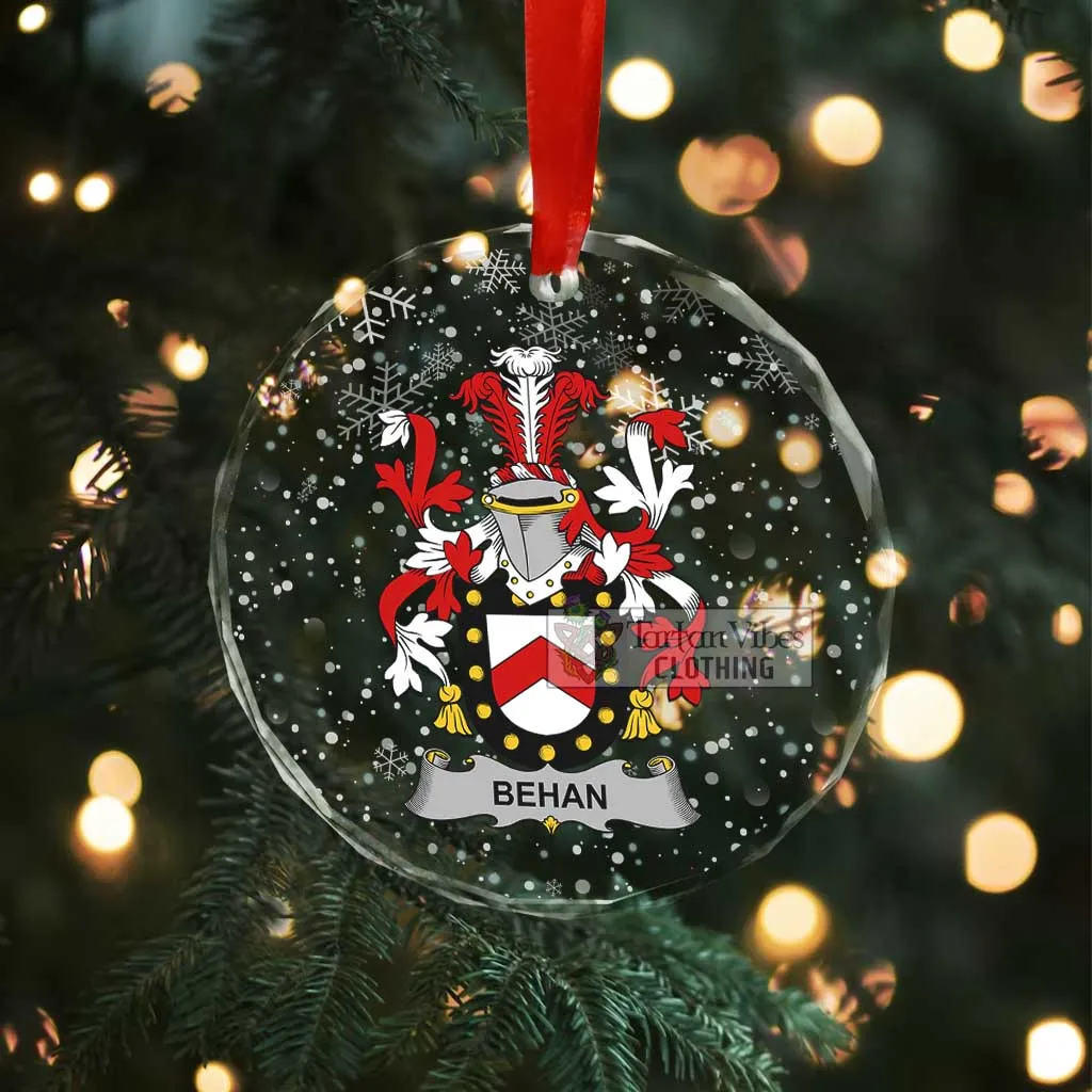 Behan Irish Clan Christmas Glass Ornament with Coat of Arms