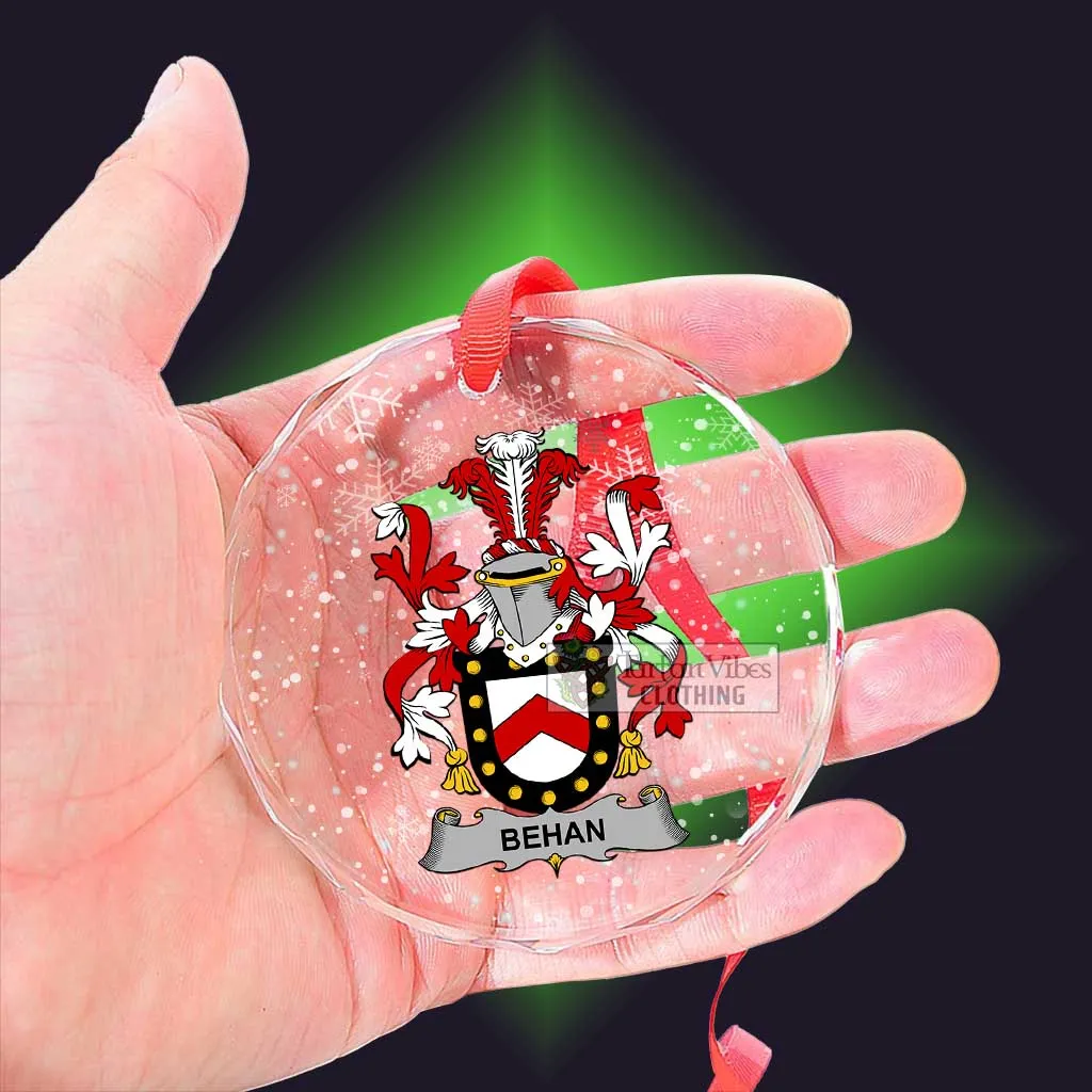 Behan Irish Clan Christmas Glass Ornament with Coat of Arms