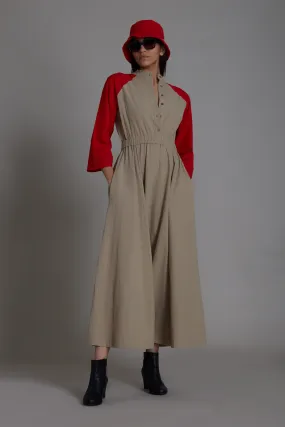 Beige & Red Sphara Jumpsuit