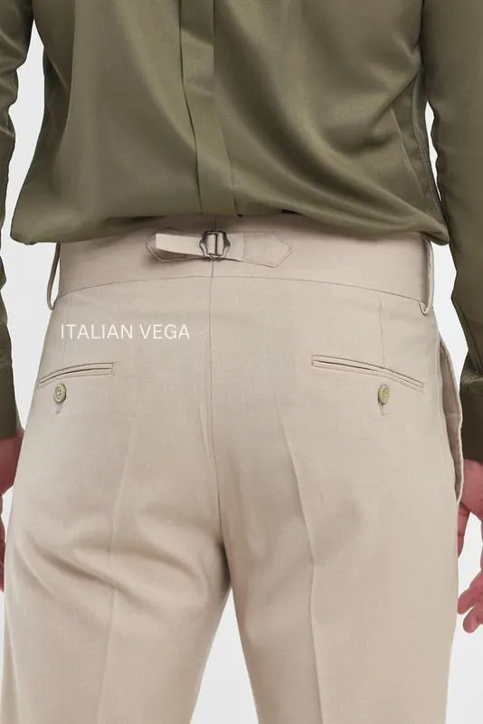 Beige Double Buckle Formal Gurkha Pants by ITALIAN VEGA®