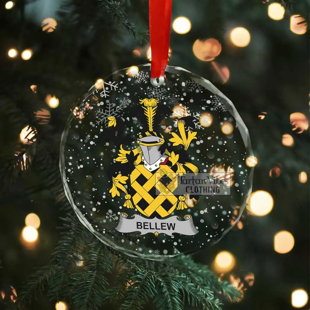 Bellew Irish Clan Christmas Glass Ornament with Coat of Arms