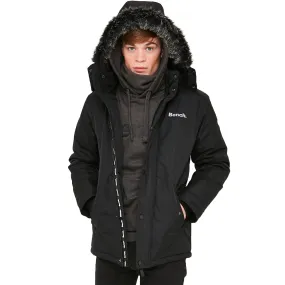 Bench Mens Tonne Faux Fur Hooded Parka Jacket - Black