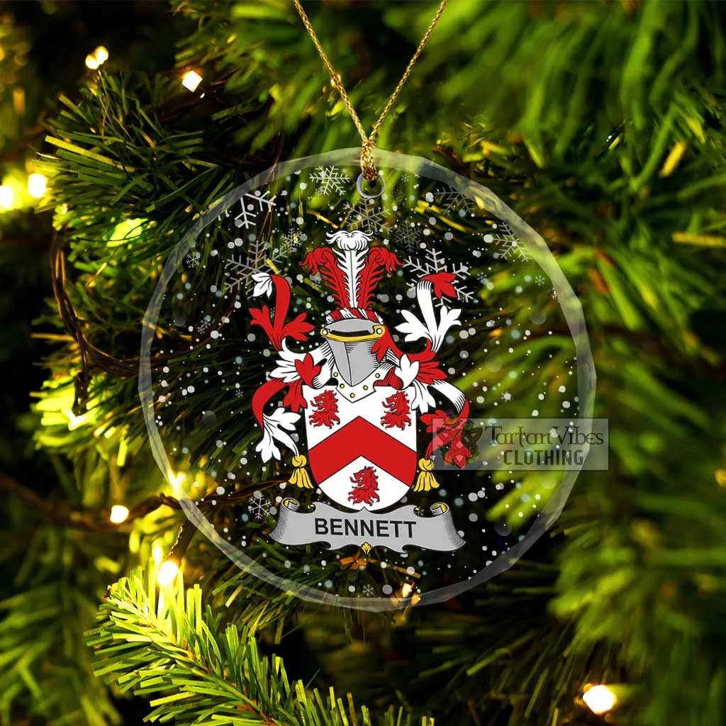 Bennett Irish Clan Christmas Glass Ornament with Coat of Arms