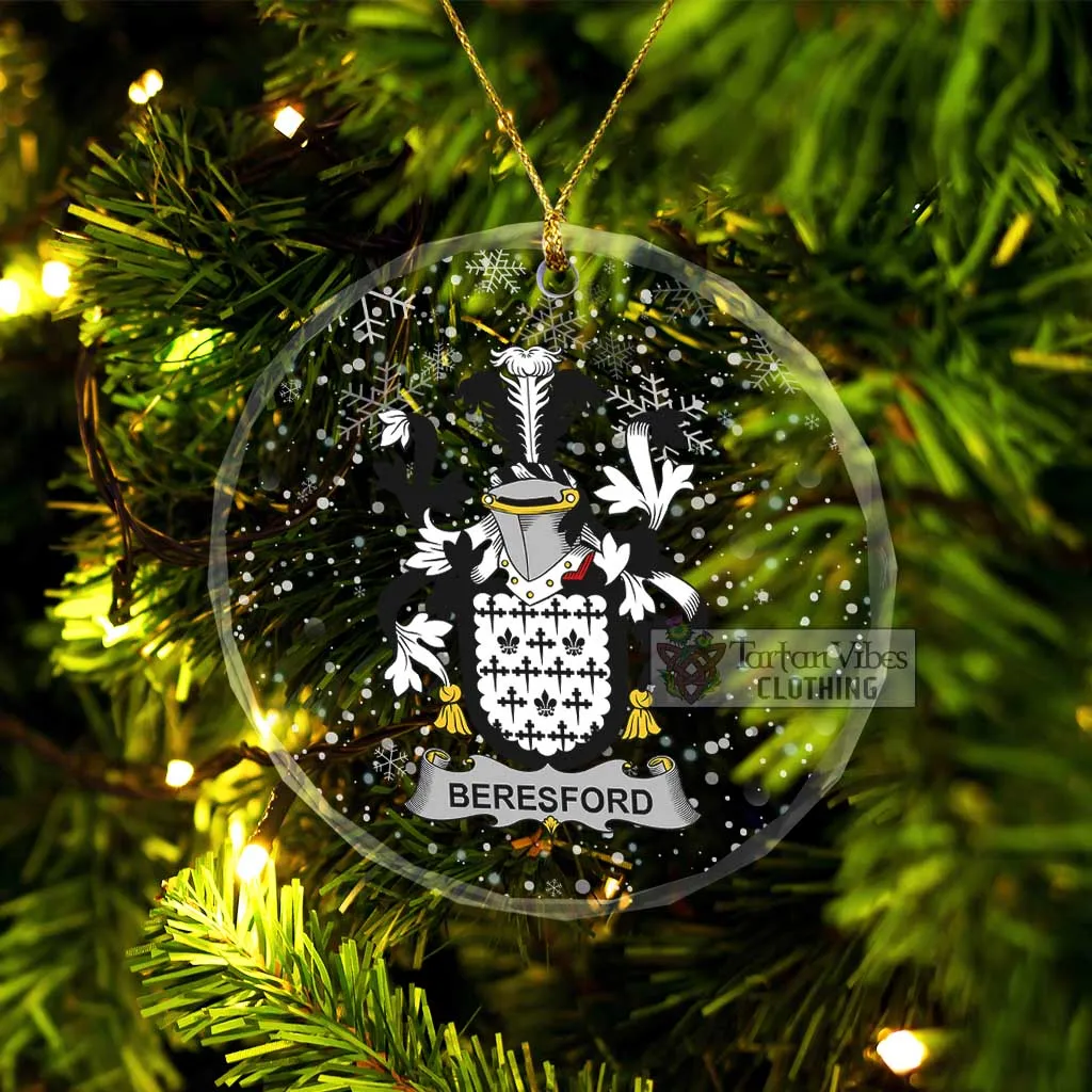 Beresford Irish Clan Christmas Glass Ornament with Coat of Arms