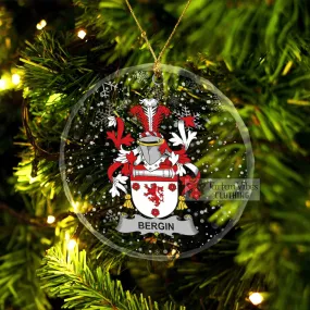 Bergin Irish Clan Christmas Glass Ornament with Coat of Arms