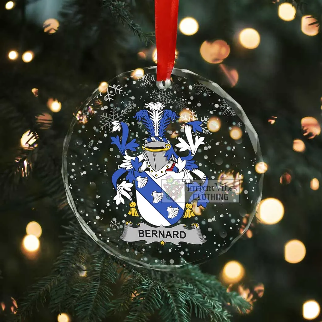 Bernard Irish Clan Christmas Glass Ornament with Coat of Arms