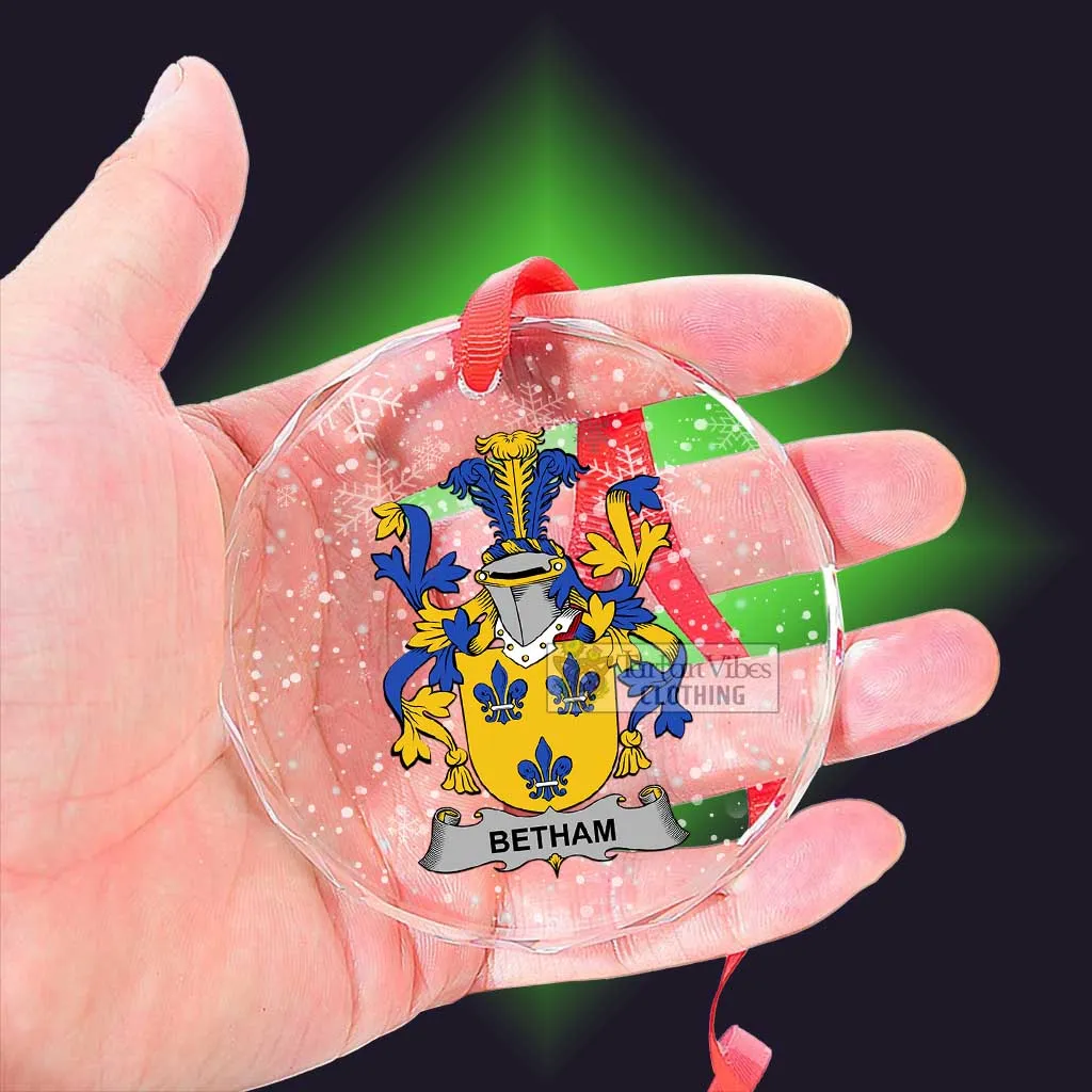 Betham Irish Clan Christmas Glass Ornament with Coat of Arms