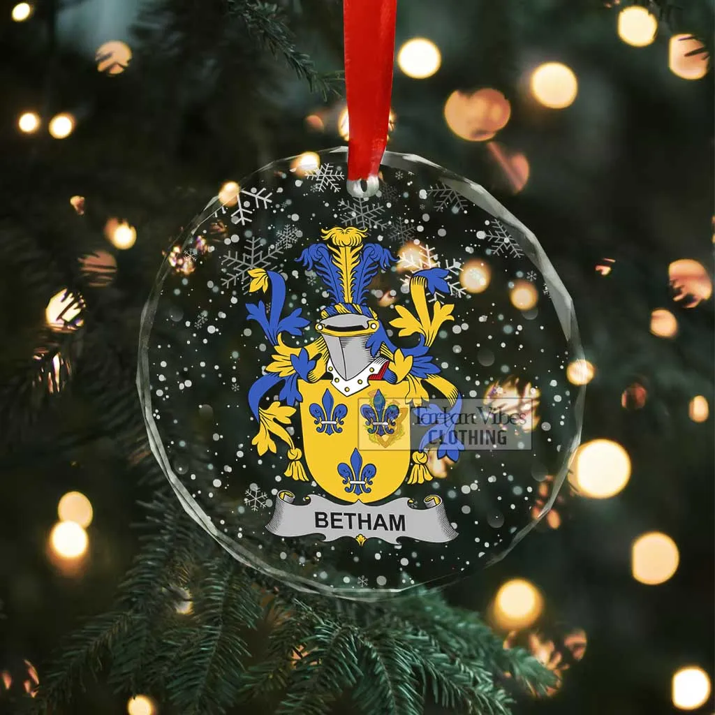 Betham Irish Clan Christmas Glass Ornament with Coat of Arms