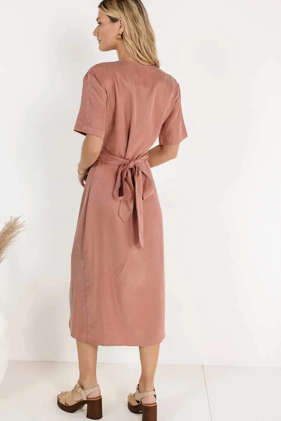 Bhar Midi Wrap Dress in Clay - FINAL SALE