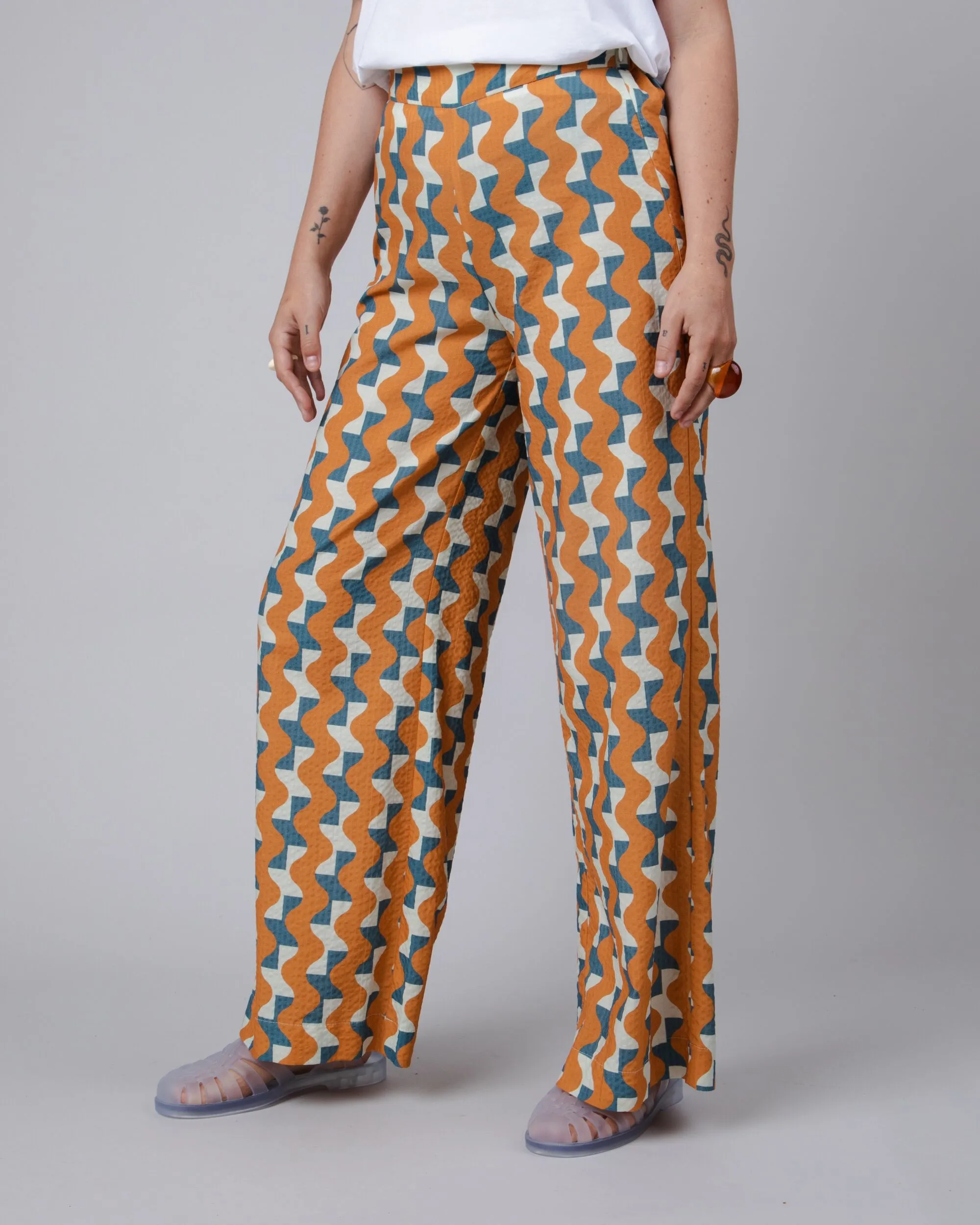 Big Tiles Wide Leg Pants Ochre