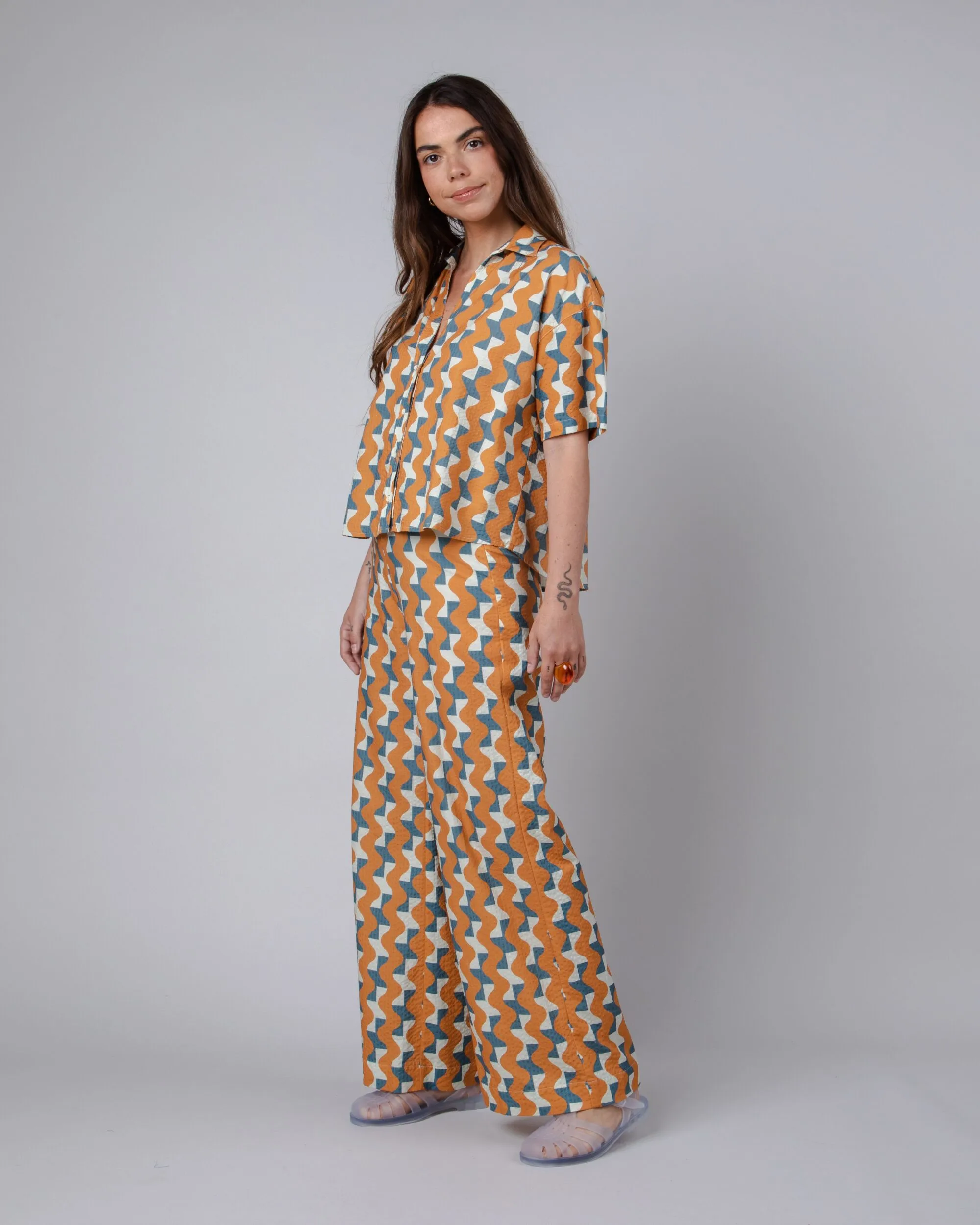 Big Tiles Wide Leg Pants Ochre