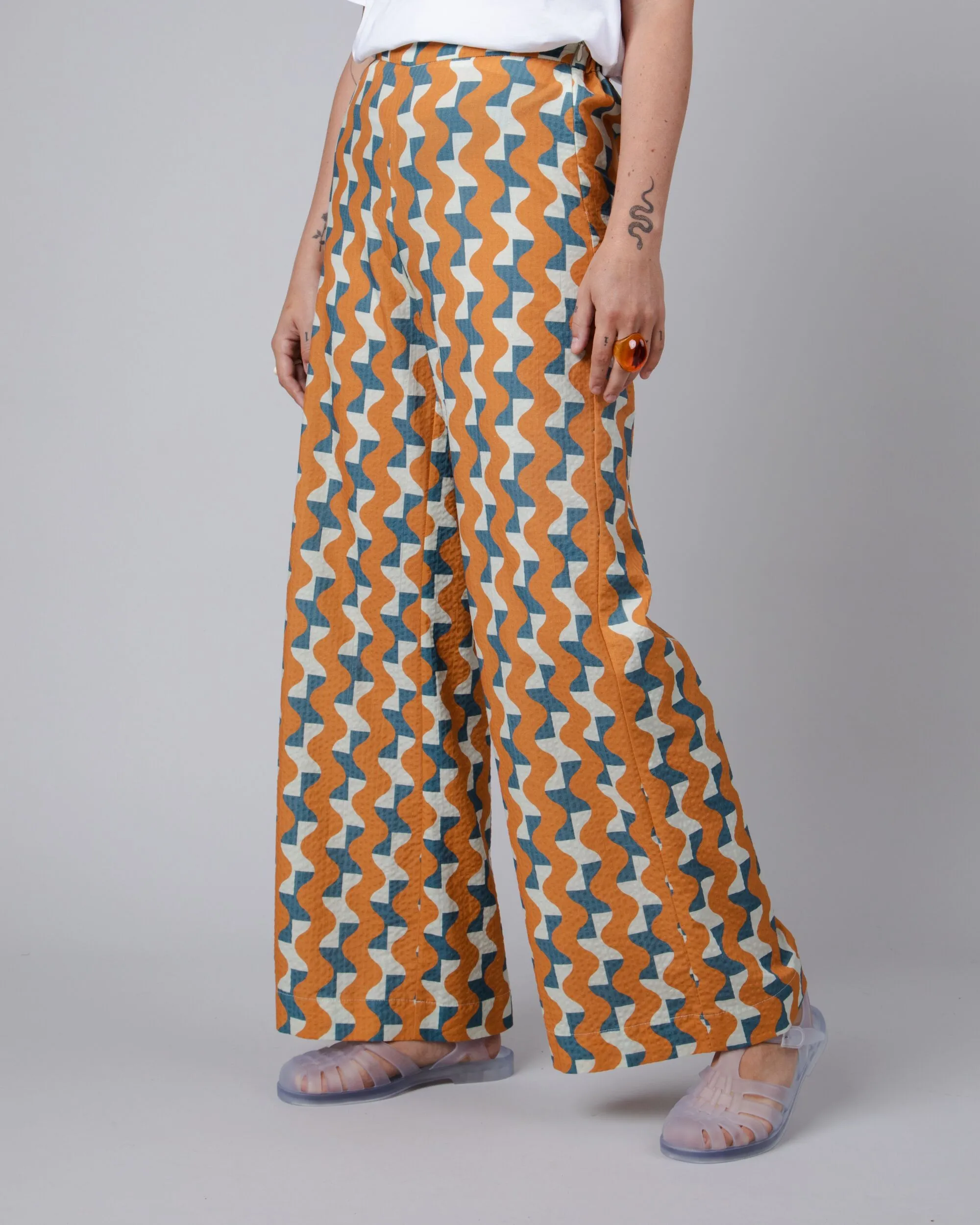 Big Tiles Wide Leg Pants Ochre