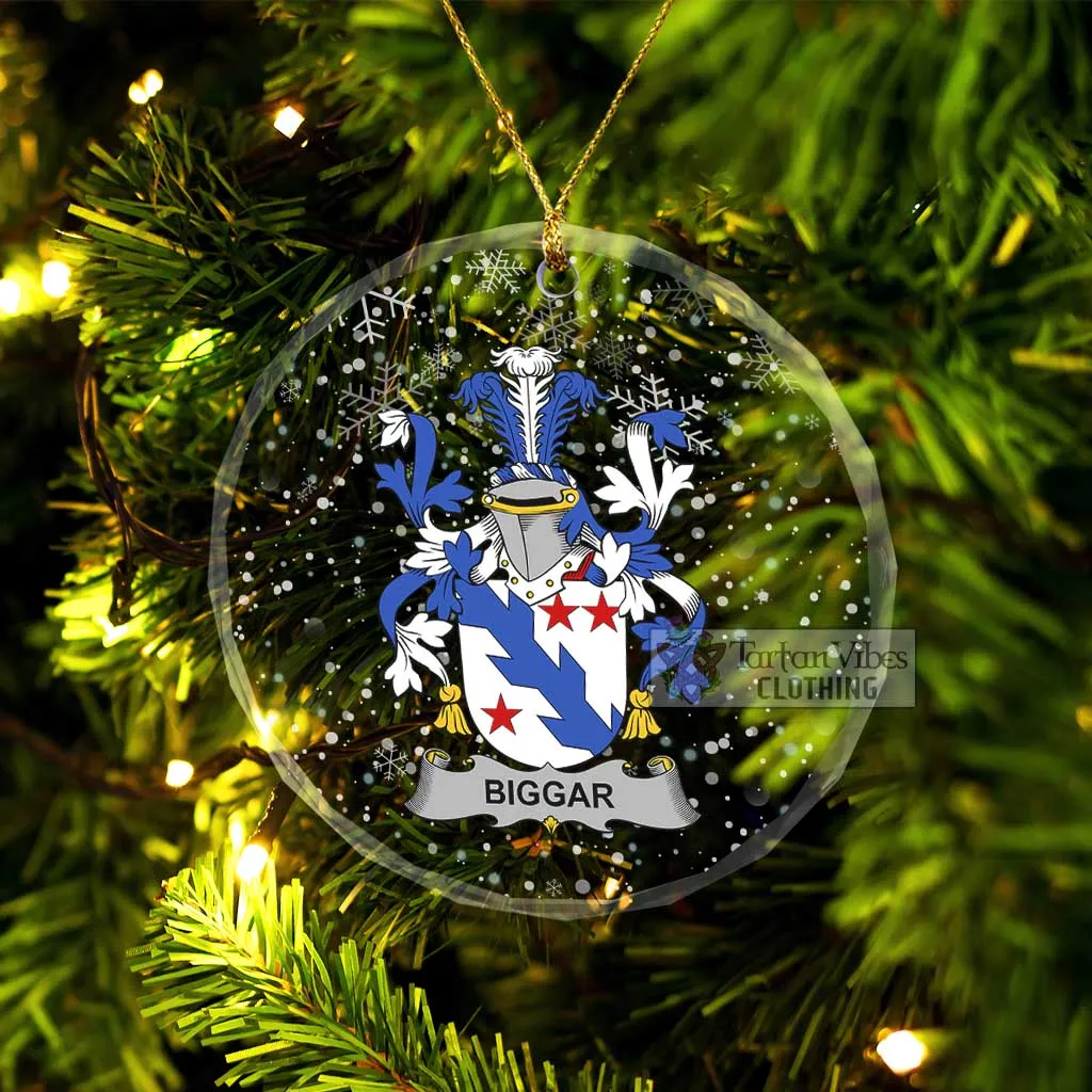 Biggar Irish Clan Christmas Glass Ornament with Coat of Arms