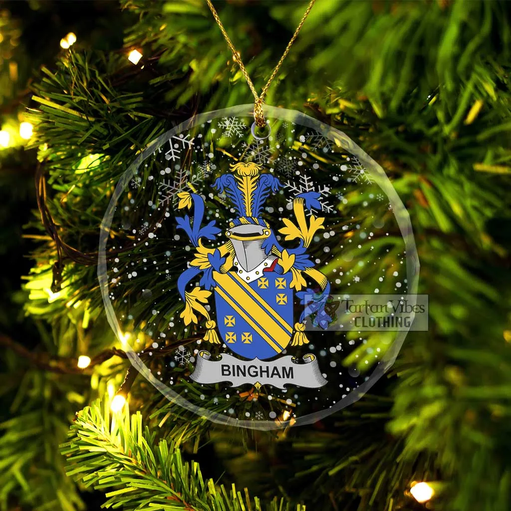 Bingham Irish Clan Christmas Glass Ornament with Coat of Arms