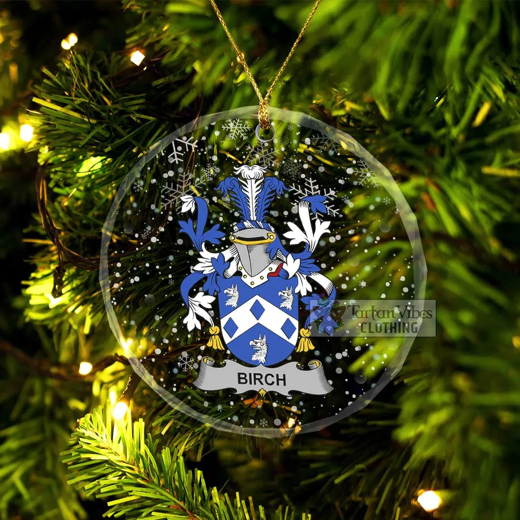 Birch Irish Clan Christmas Glass Ornament with Coat of Arms