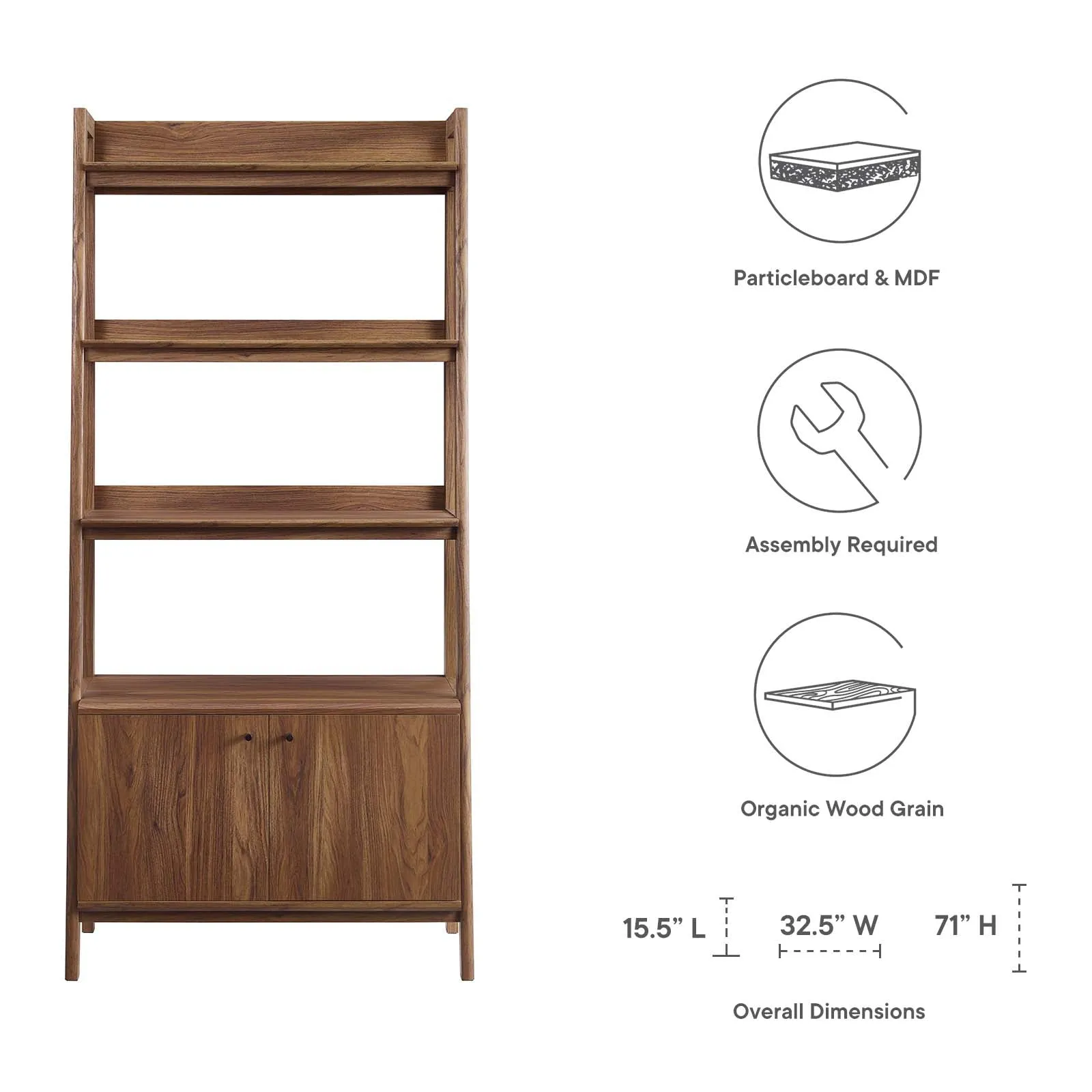 Bixby 33" Bookshelf Walnut EEI-4656-WAL