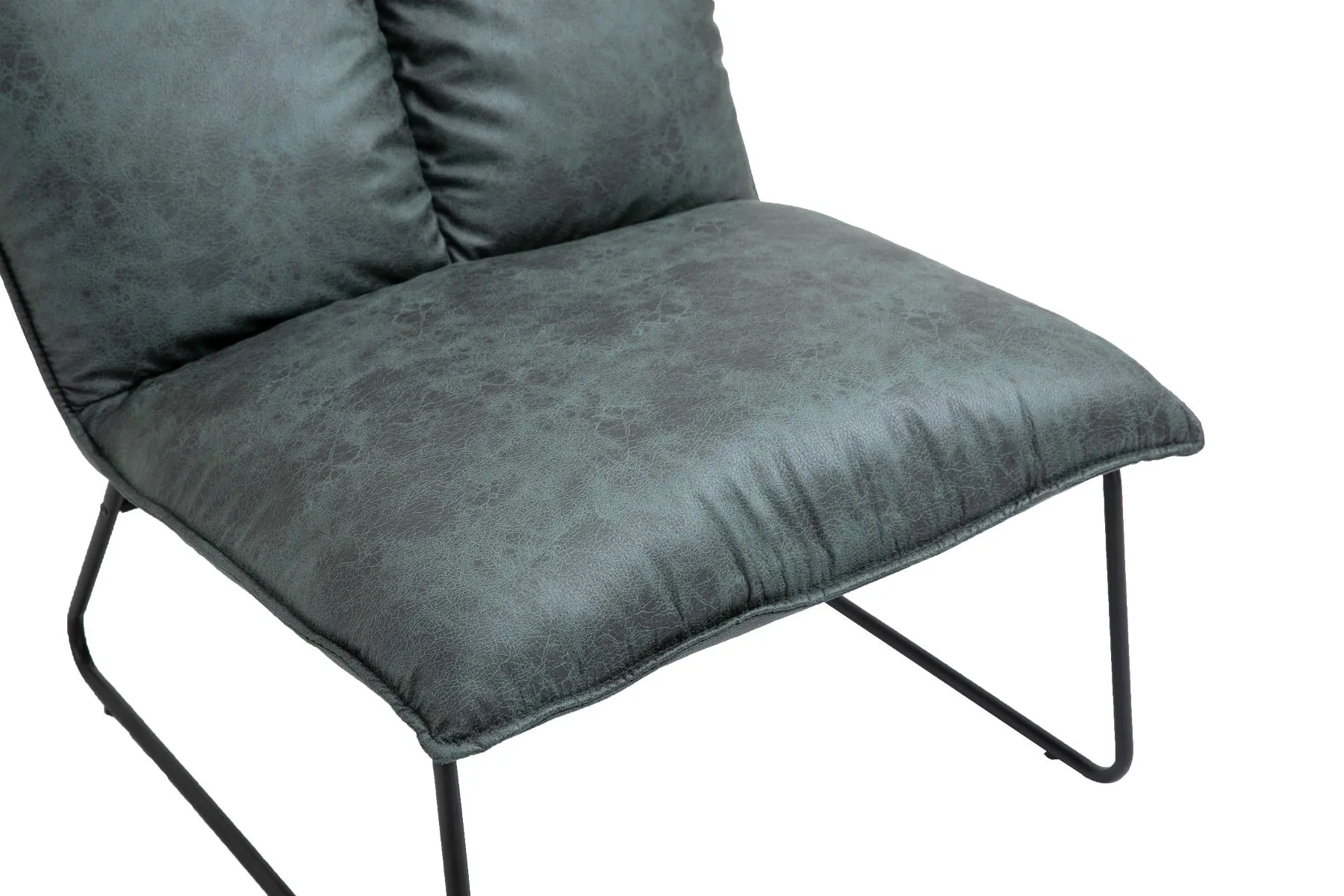 Black and Dark Green Upholstered Chair Lounge Chair with Footstool